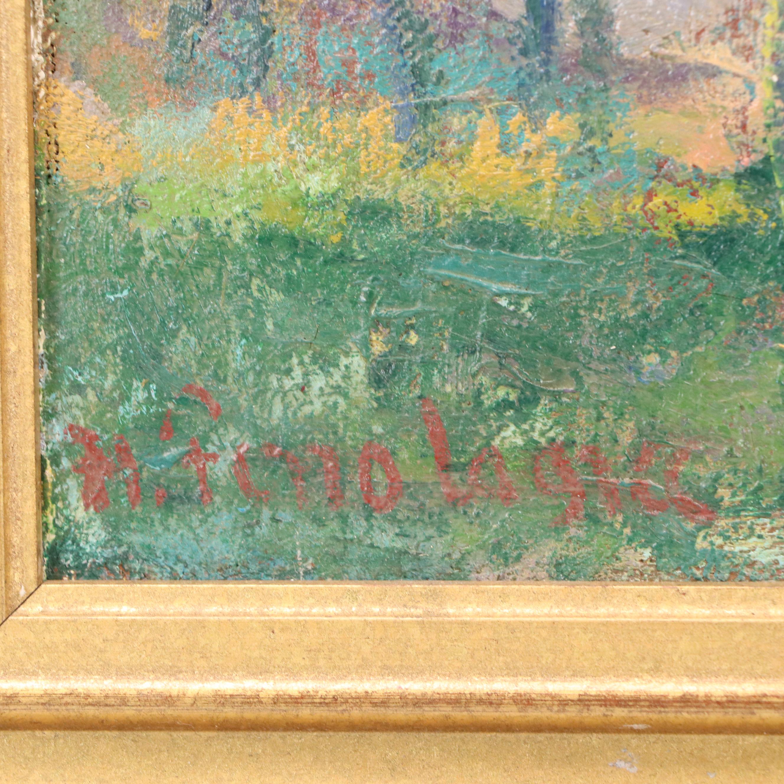 Impressionist Style Impasto Oil Painting of Tree-Lined Country Road