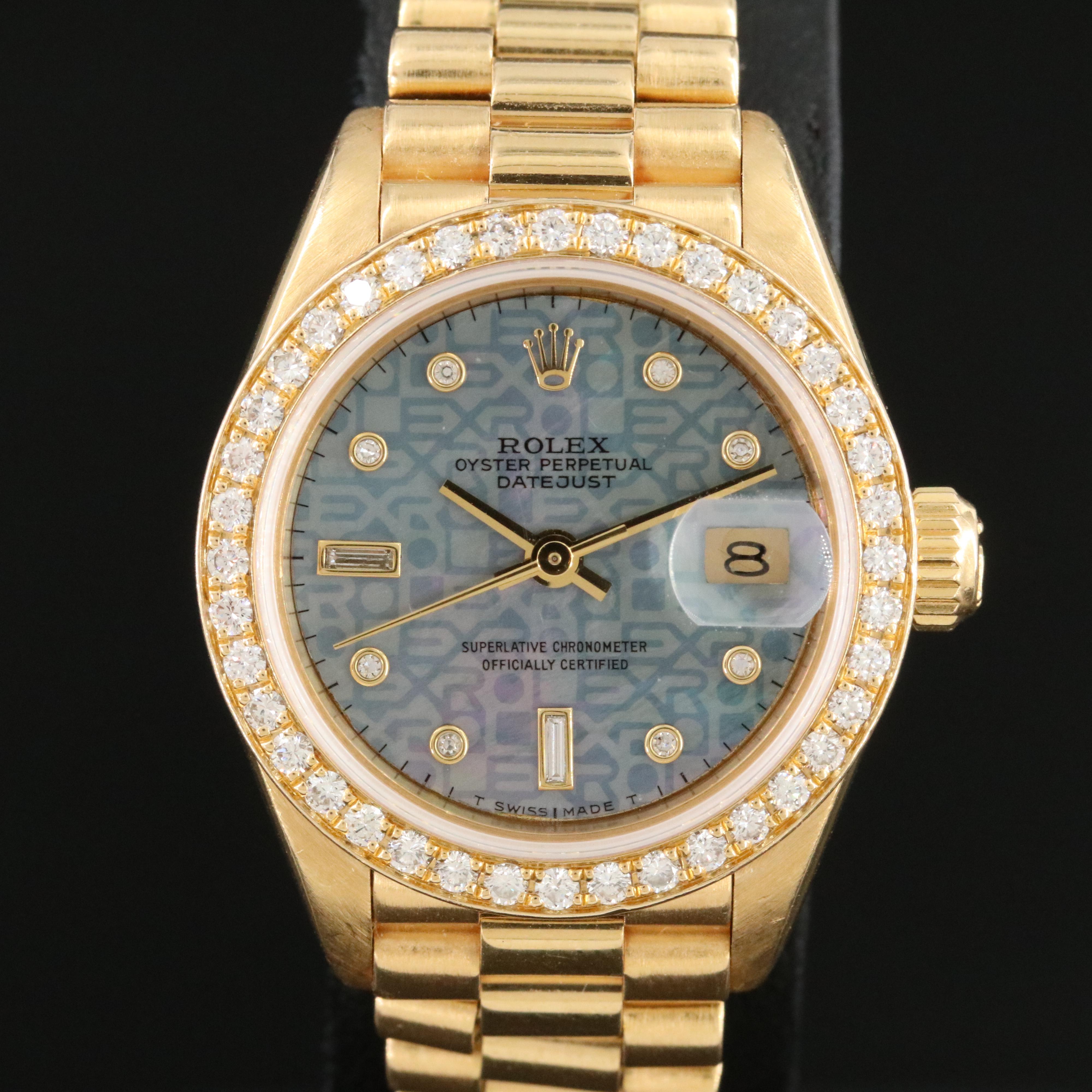 1990 Rolex Datejust 69178 Custom Diamond Dial and Bezel Watch