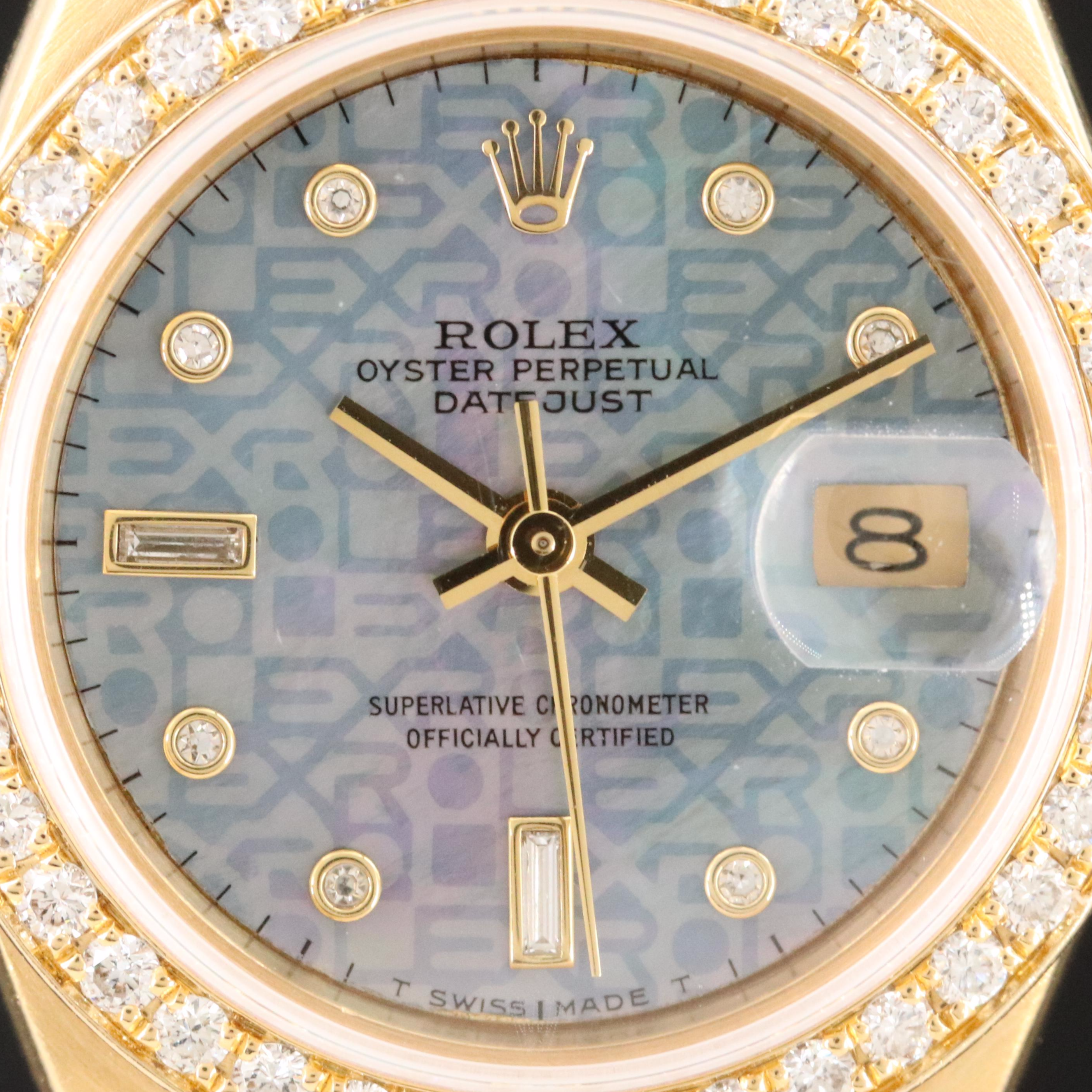 1990 Rolex Datejust 69178 Custom Diamond Dial and Bezel Watch