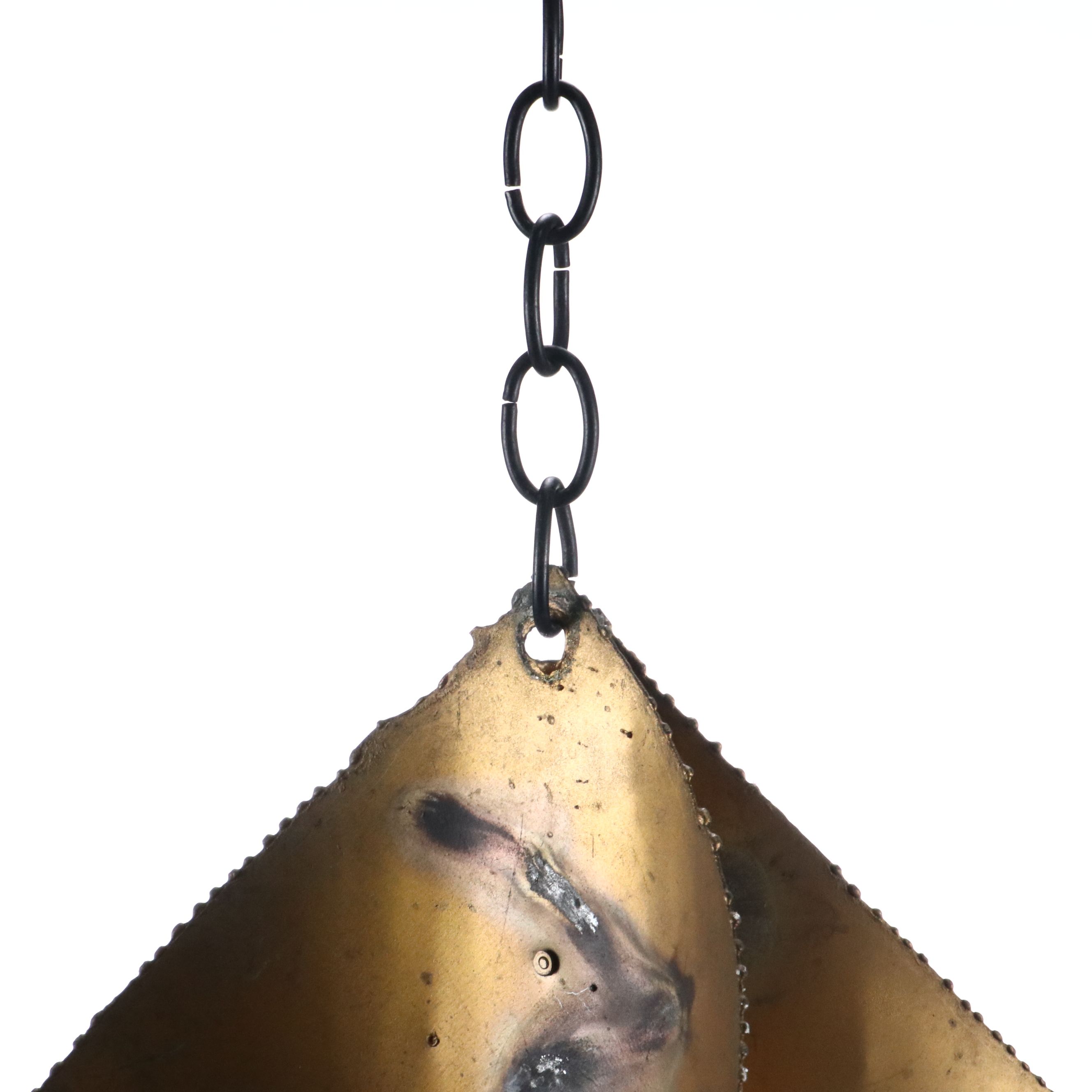 Mid Century Modern Brutalist Torch Welded Pendant Candle Holder