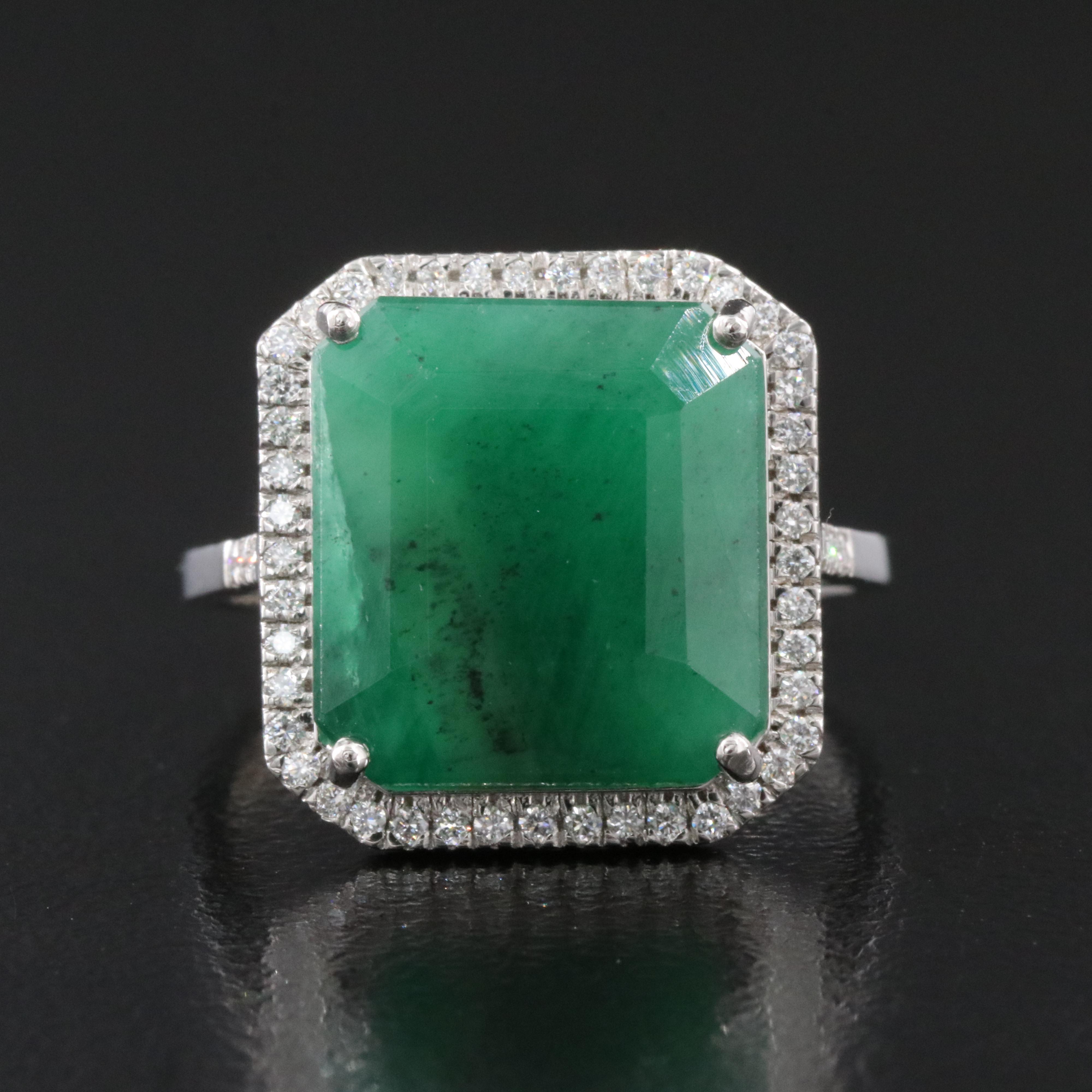 Platinum 8.05 CT Emerald and 0.21 CTW Diamond Ring