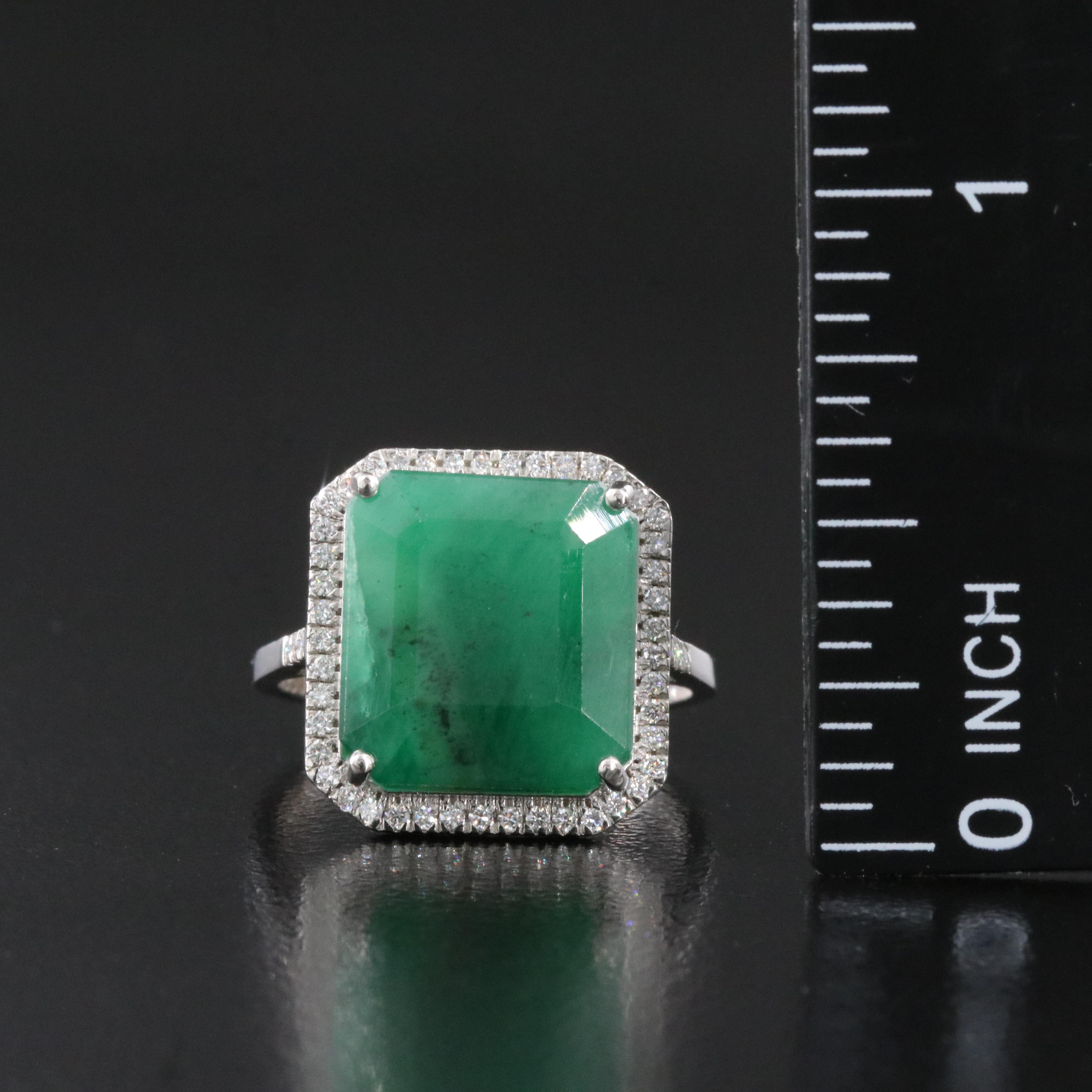 Platinum 8.05 CT Emerald and 0.21 CTW Diamond Ring