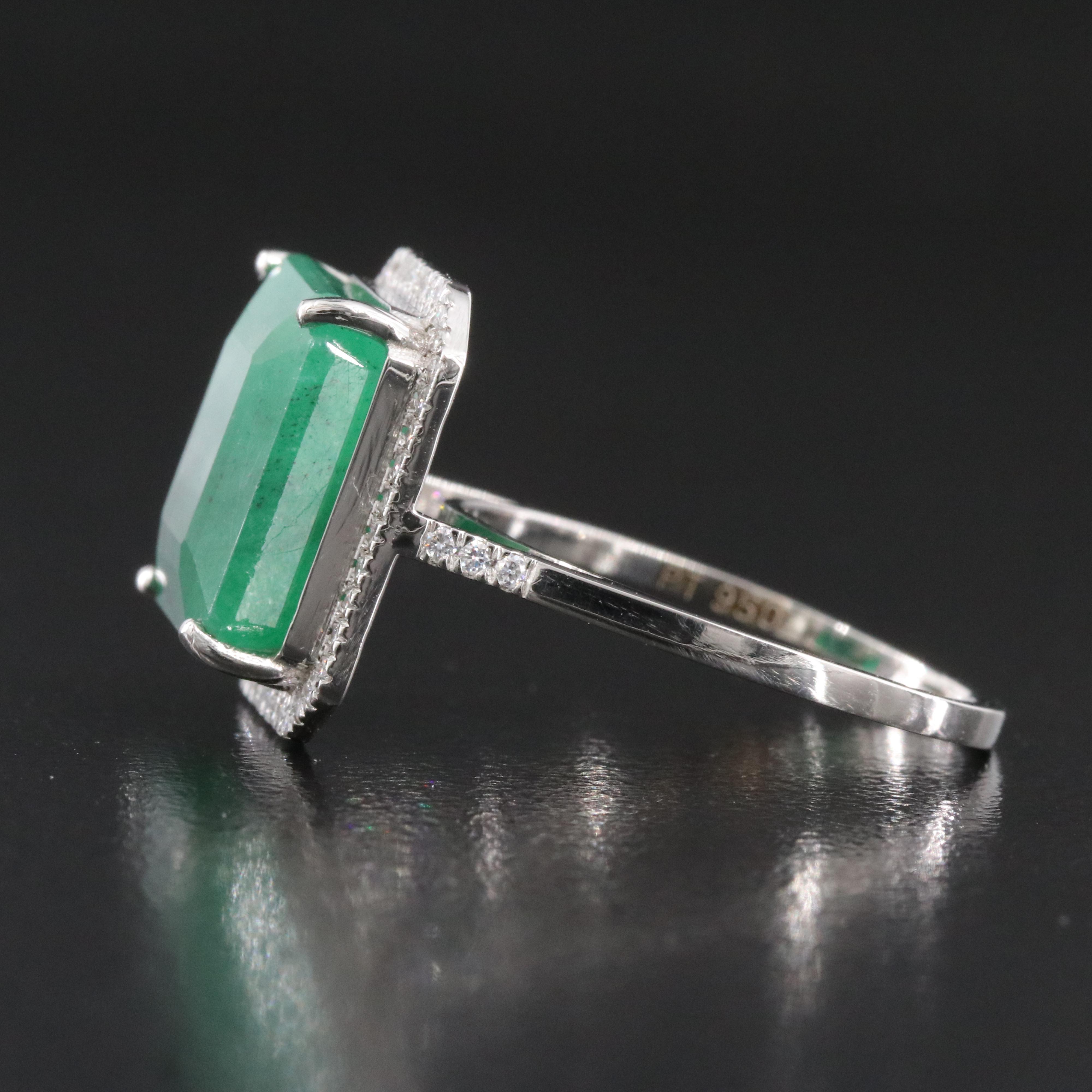 Platinum 8.05 CT Emerald and 0.21 CTW Diamond Ring