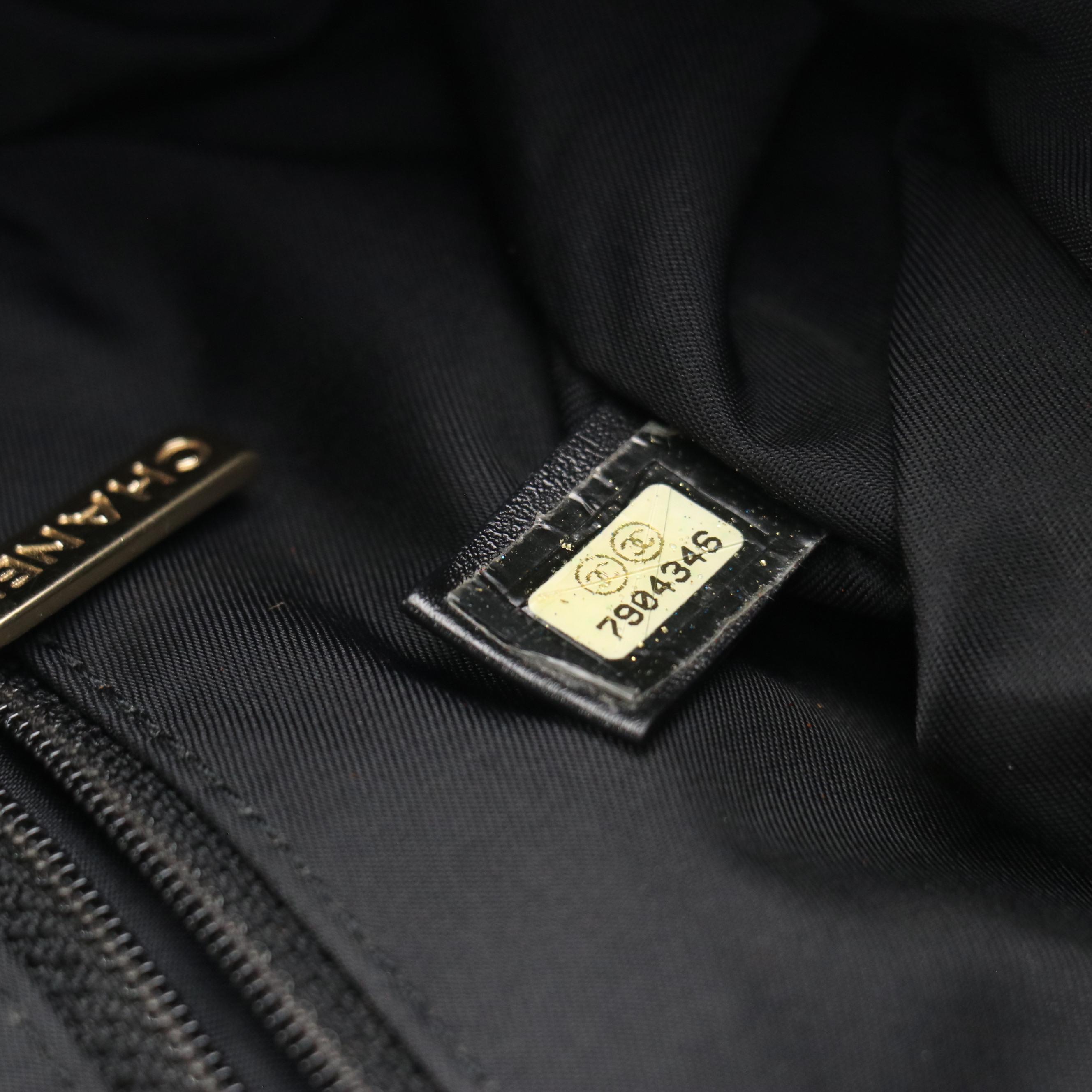 Chanel Travel Ligne Shoulder Tote in Black CC Nylon Jacquard with Leather Trim