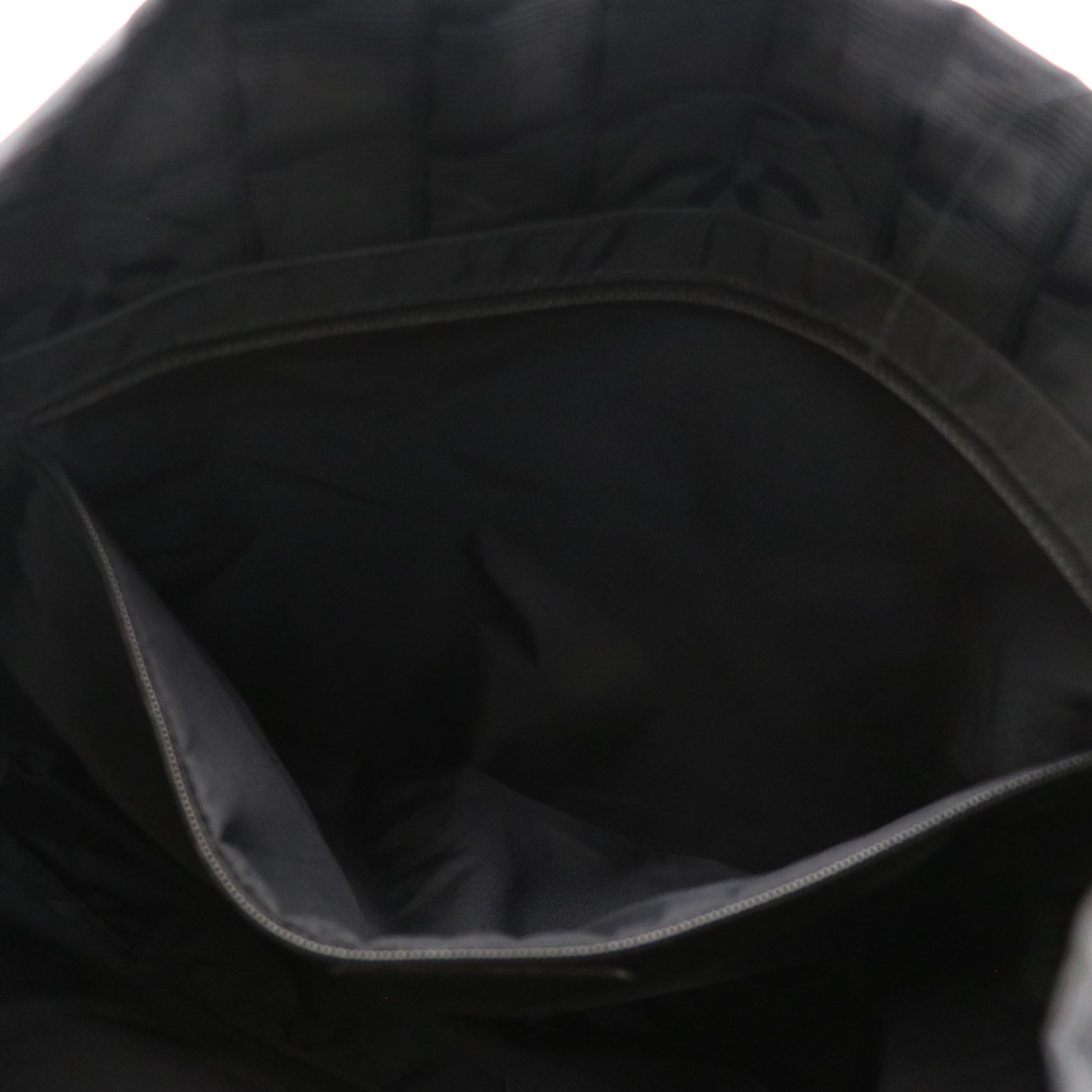 Chanel Travel Ligne Shoulder Tote in Black CC Nylon Jacquard with Leather Trim