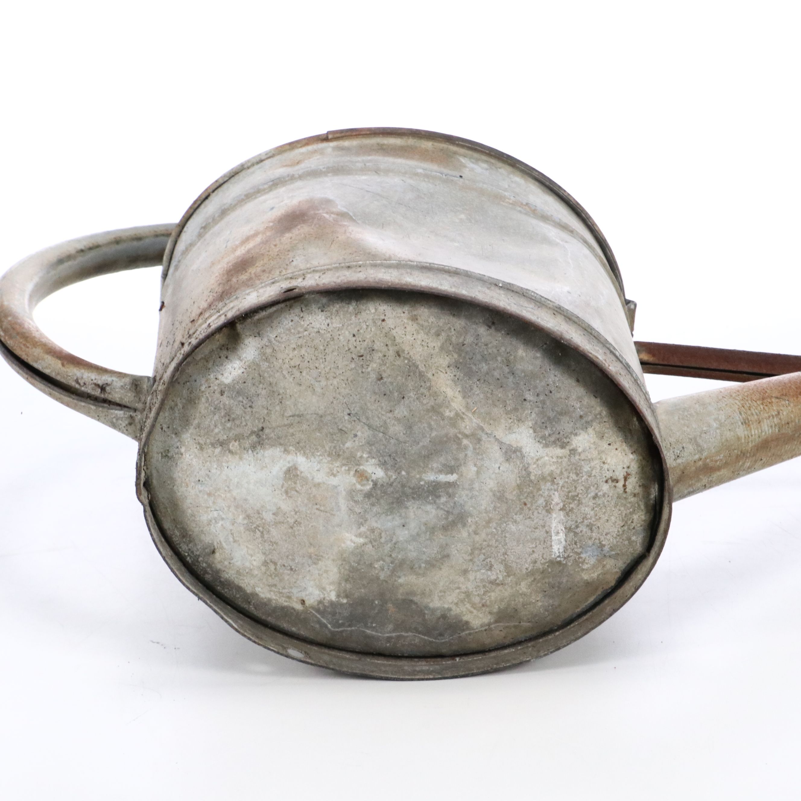 Frog Garden Statue with Vintage Galvanized Metal Watering Can