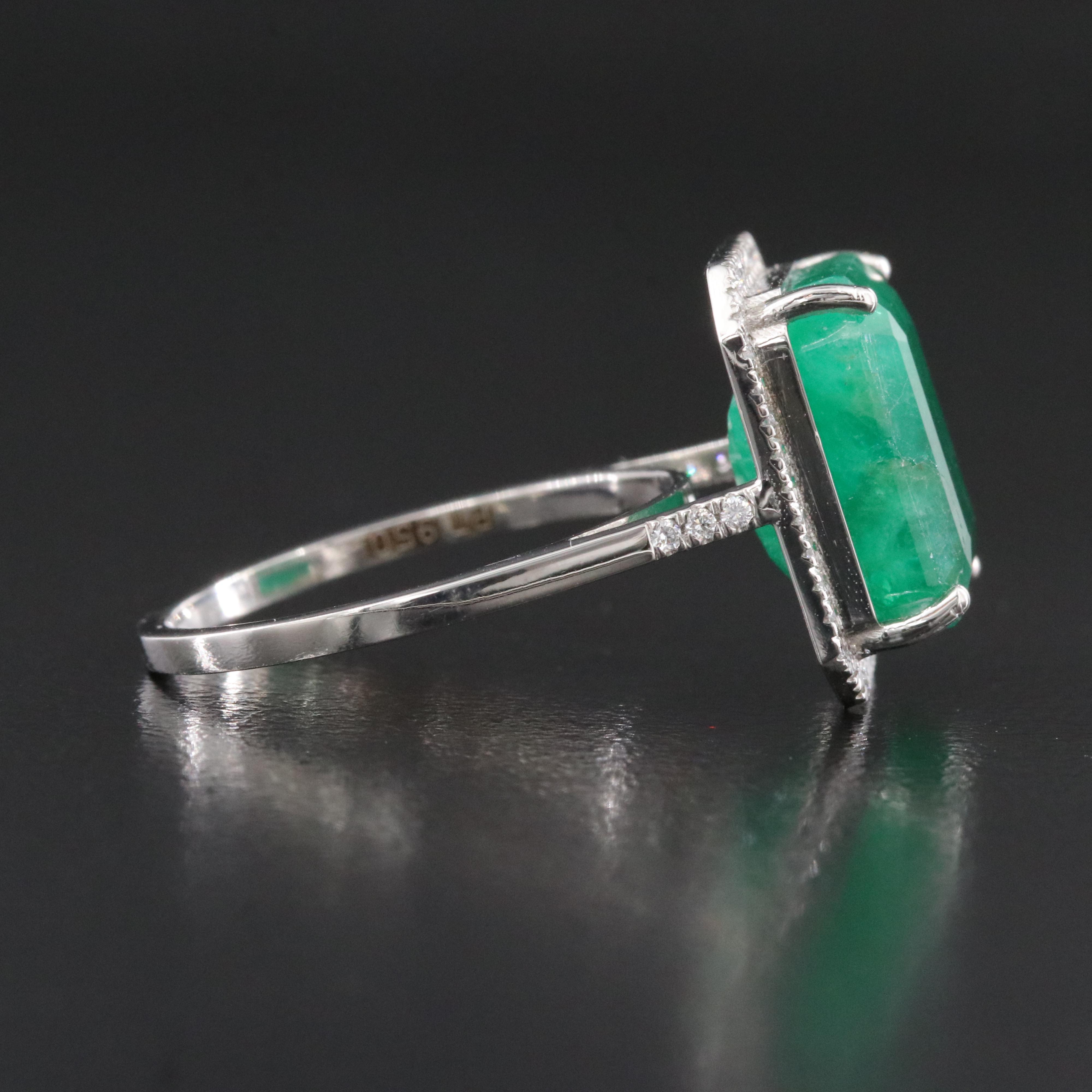 Platinum 7.54 CT Emerald and 0.19 CTW Diamond Ring