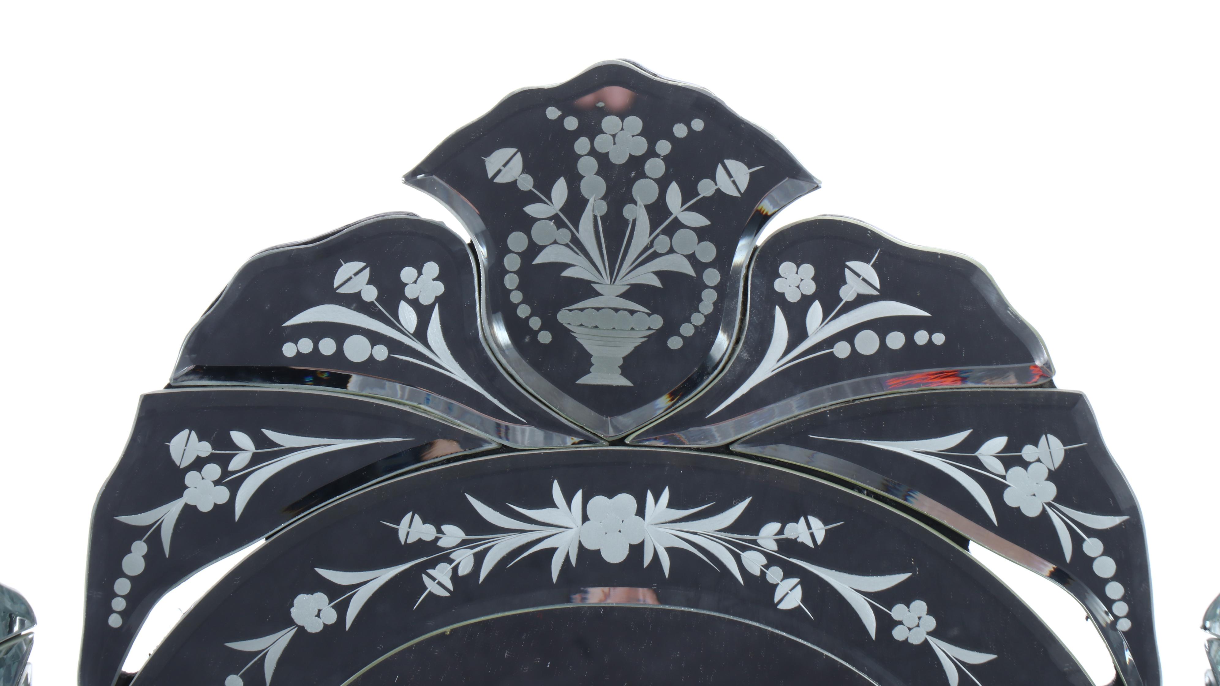 Triptych Folding Etched Glass Mirror