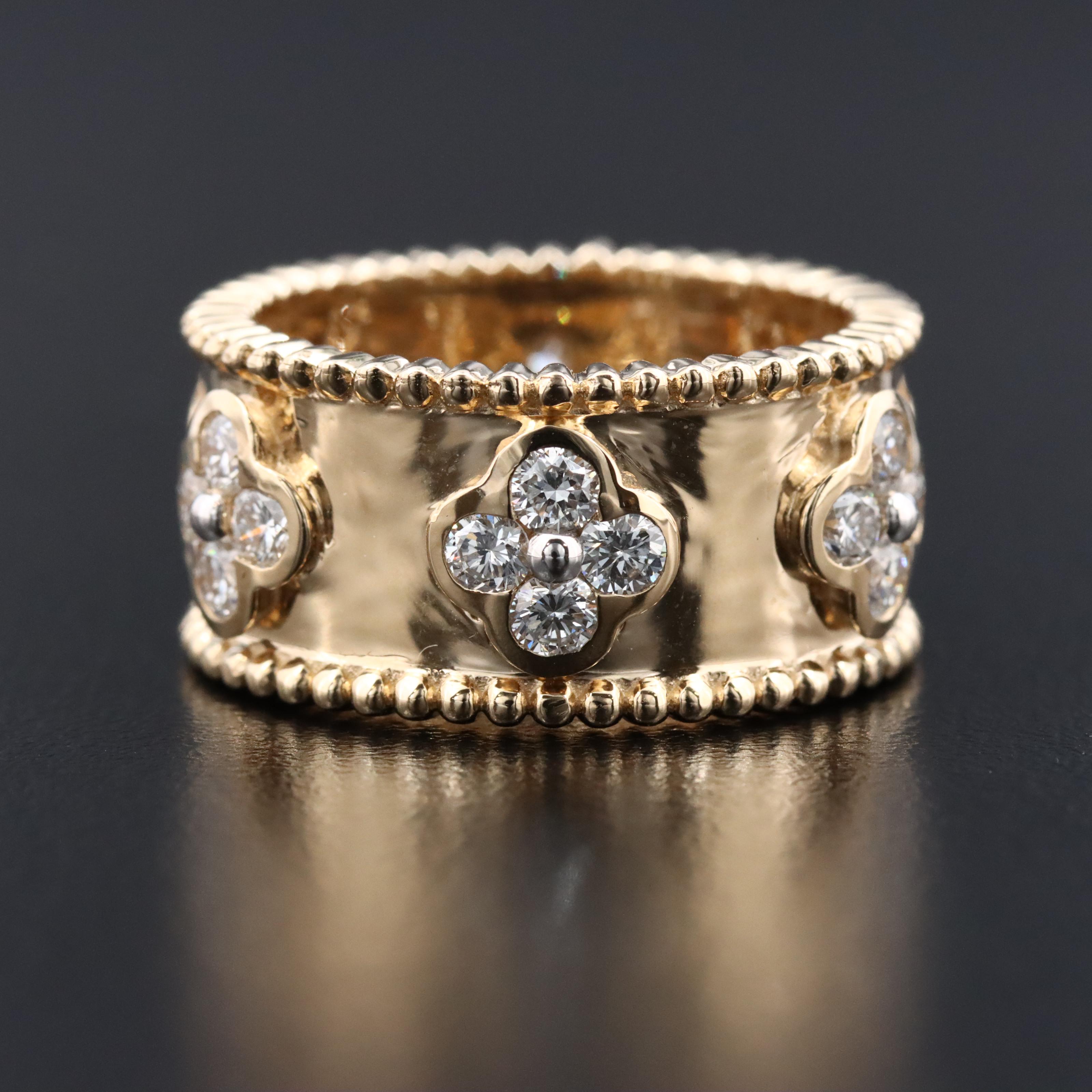 14K 1.62 CTW Lab Grown Diamond Quatrefoil Adorned Band