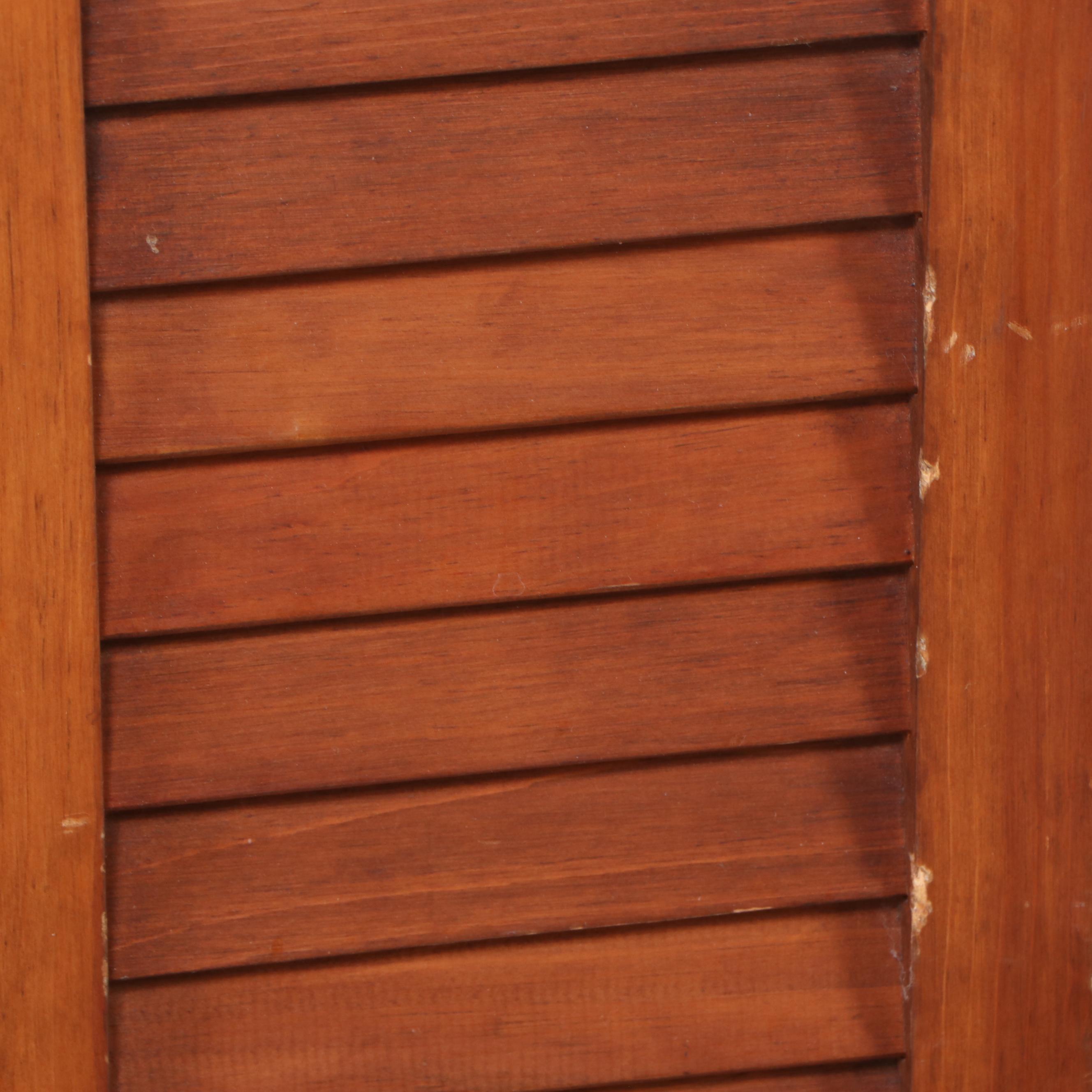 Mid Century Modern Wood Cabinet with Louvered Doors