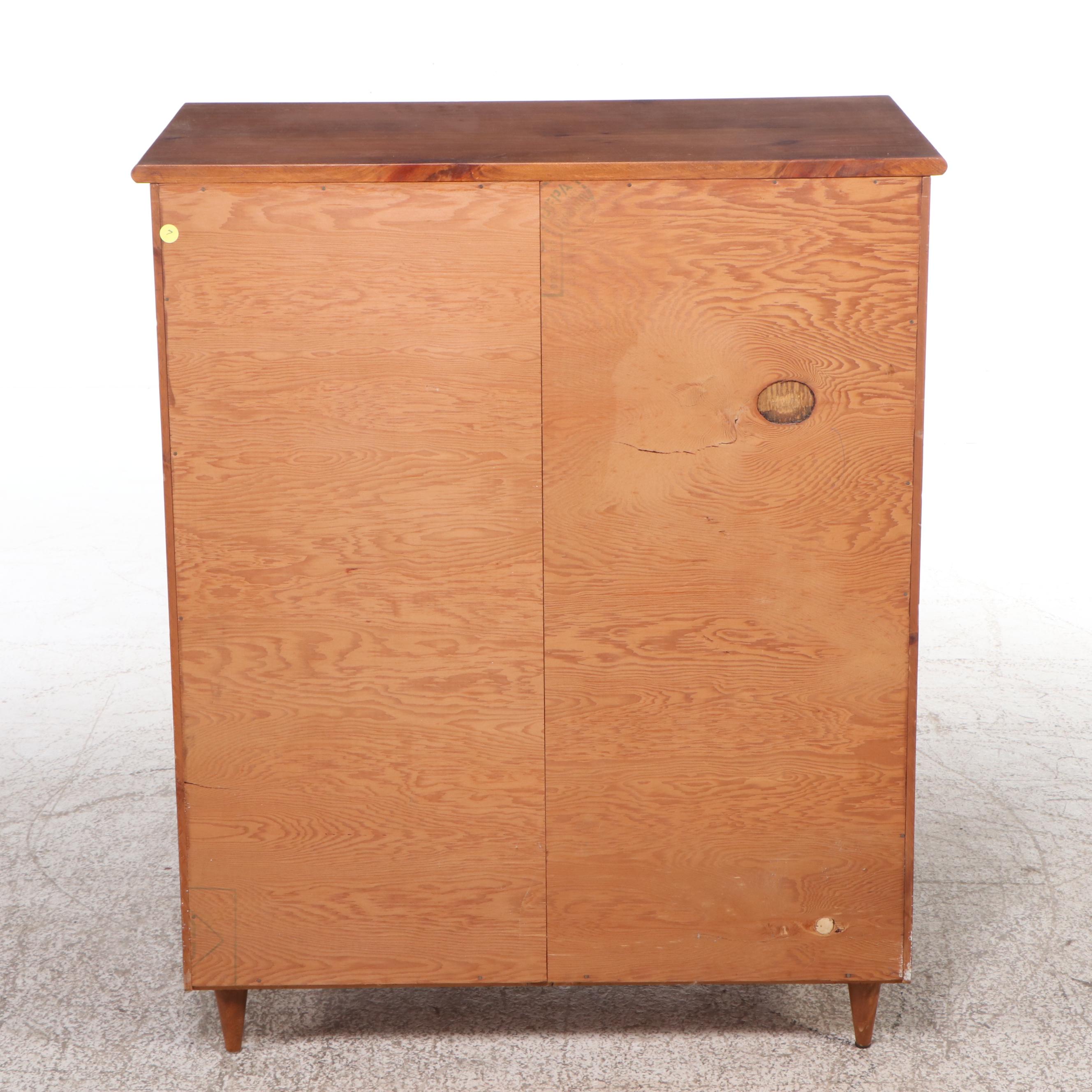 Mid Century Modern Wood Cabinet with Louvered Doors
