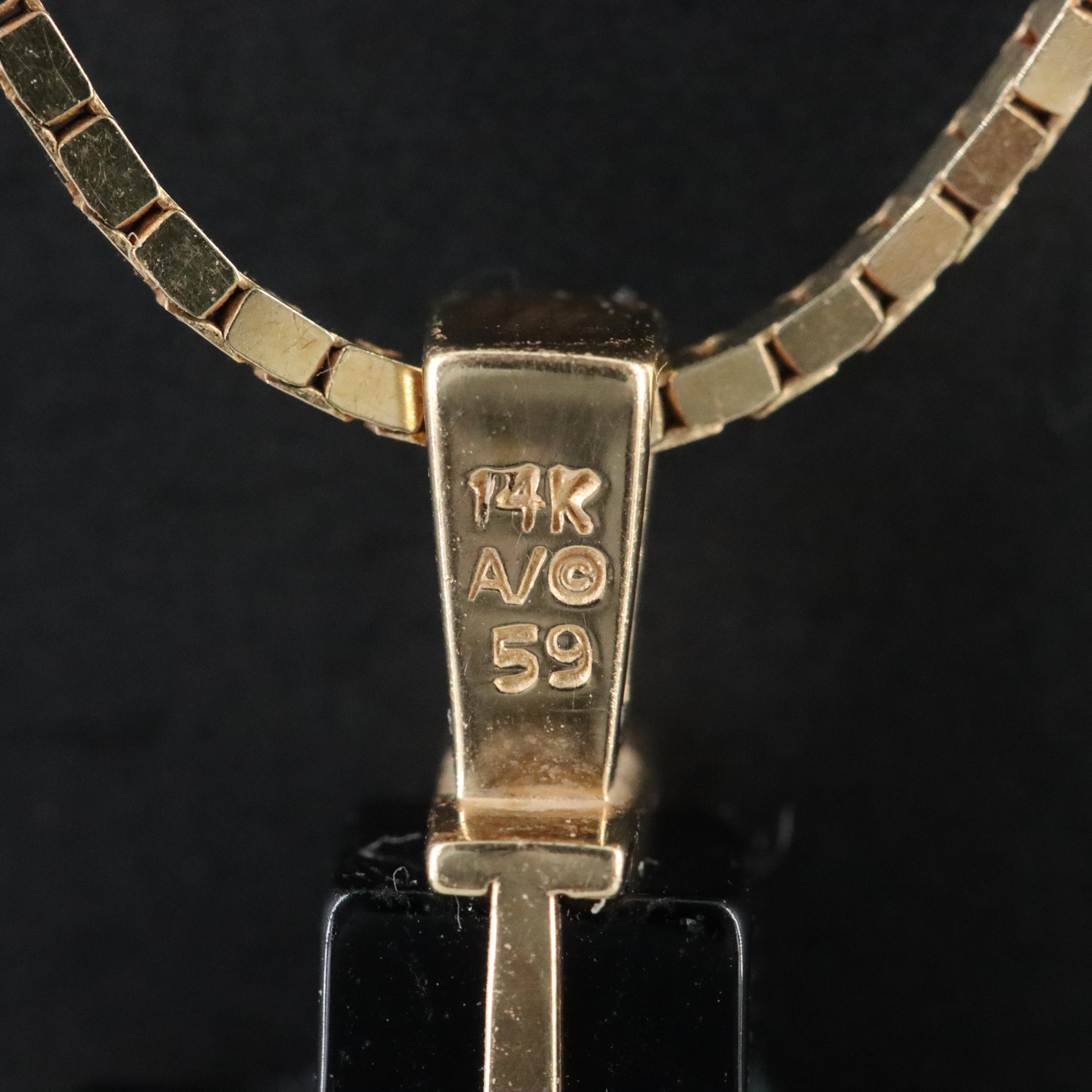 14K Black Onyx and Diamond Cross Necklace