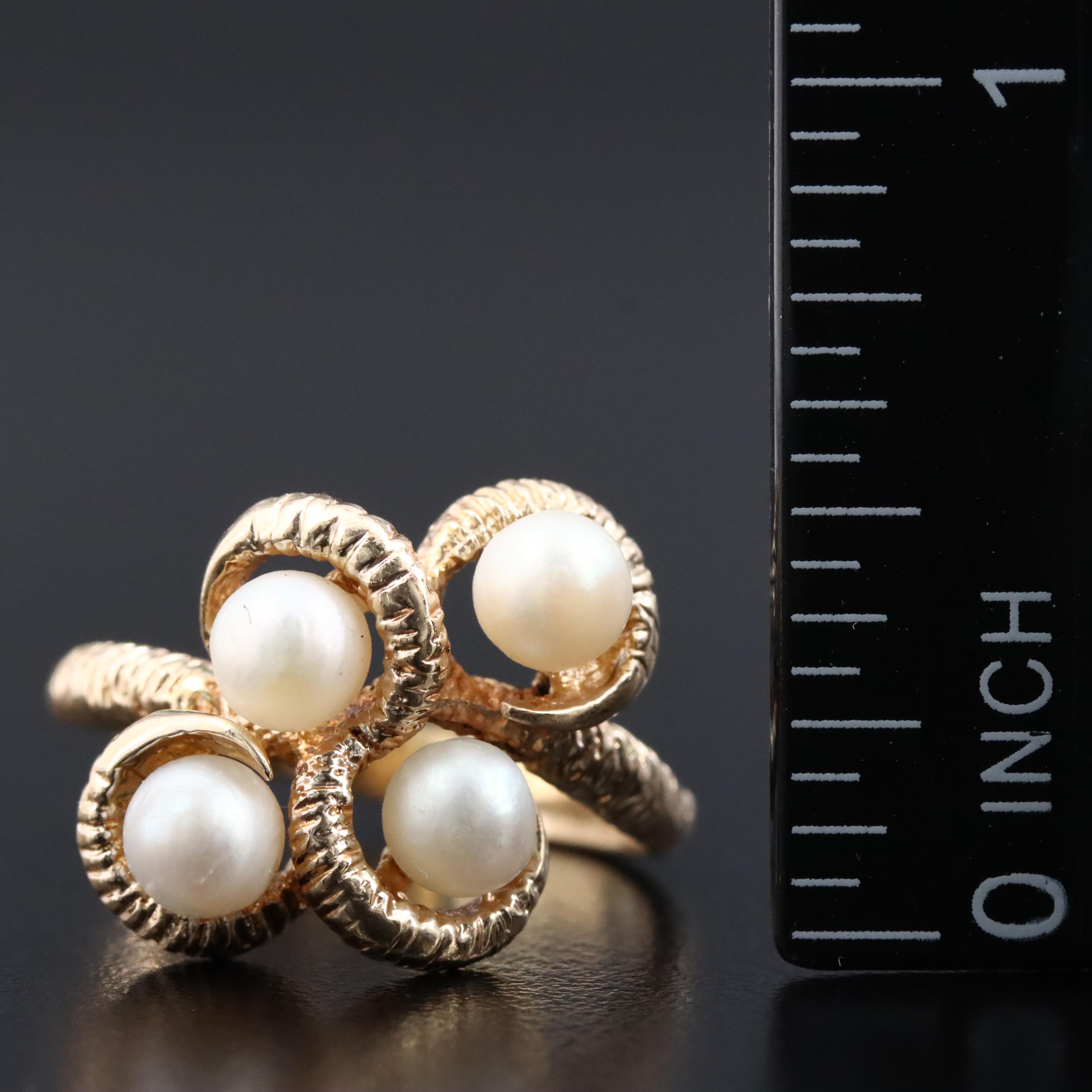 14K Pearl Cluster Ring