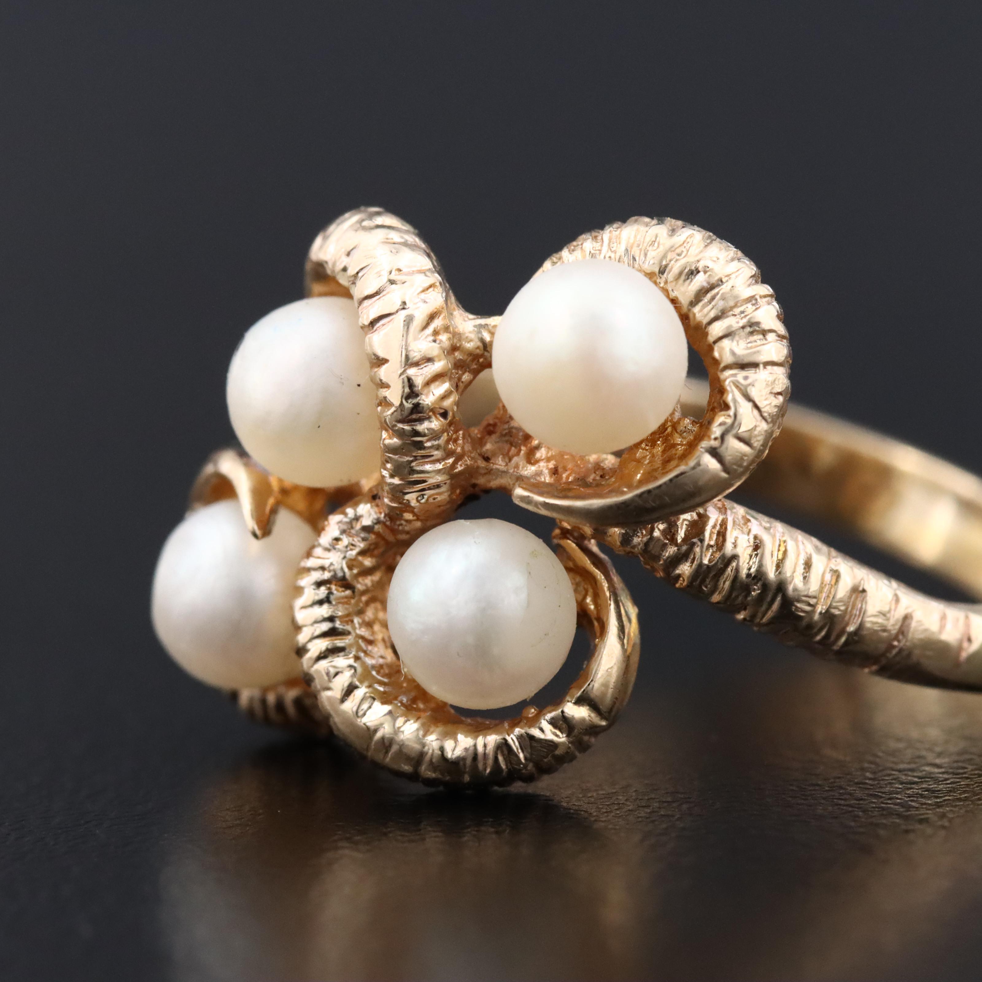 14K Pearl Cluster Ring