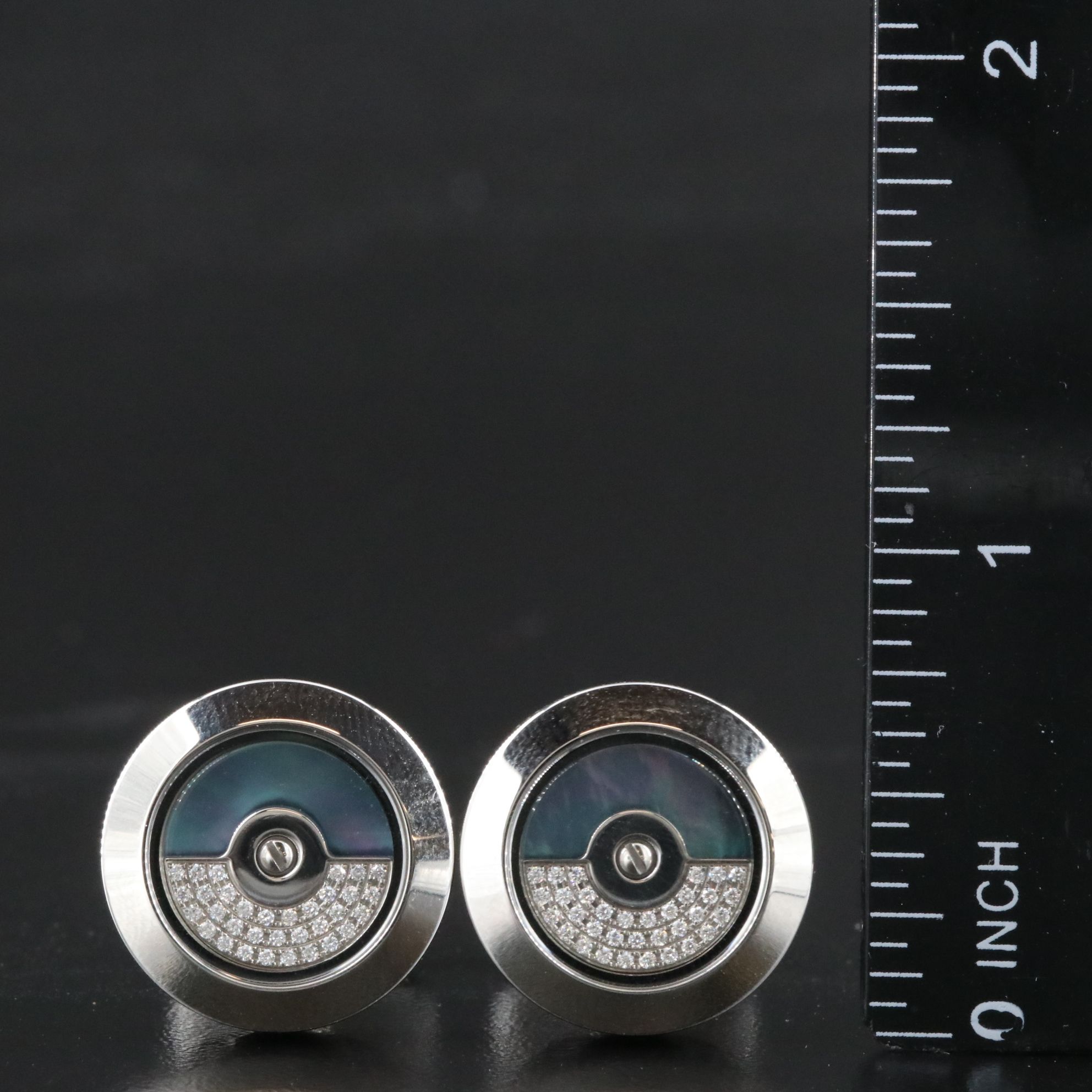 Jacob & Co. Stainless 0.25 CTW Diamond and Black Mother of Pearl Cufflinks