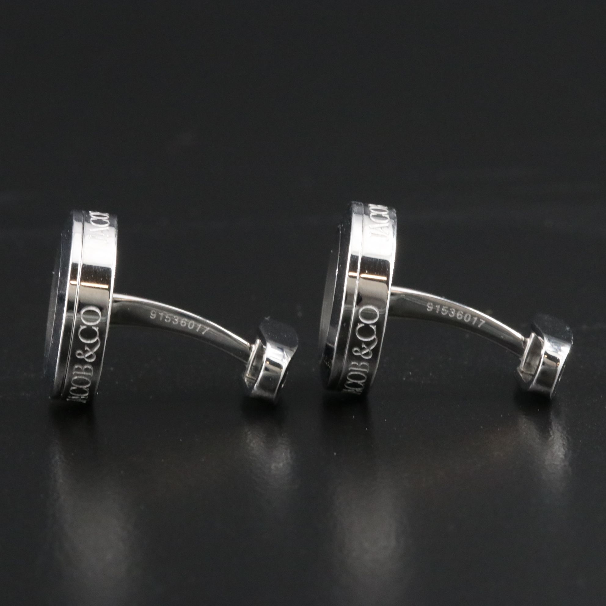 Jacob & Co. Stainless 0.25 CTW Diamond and Black Mother of Pearl Cufflinks