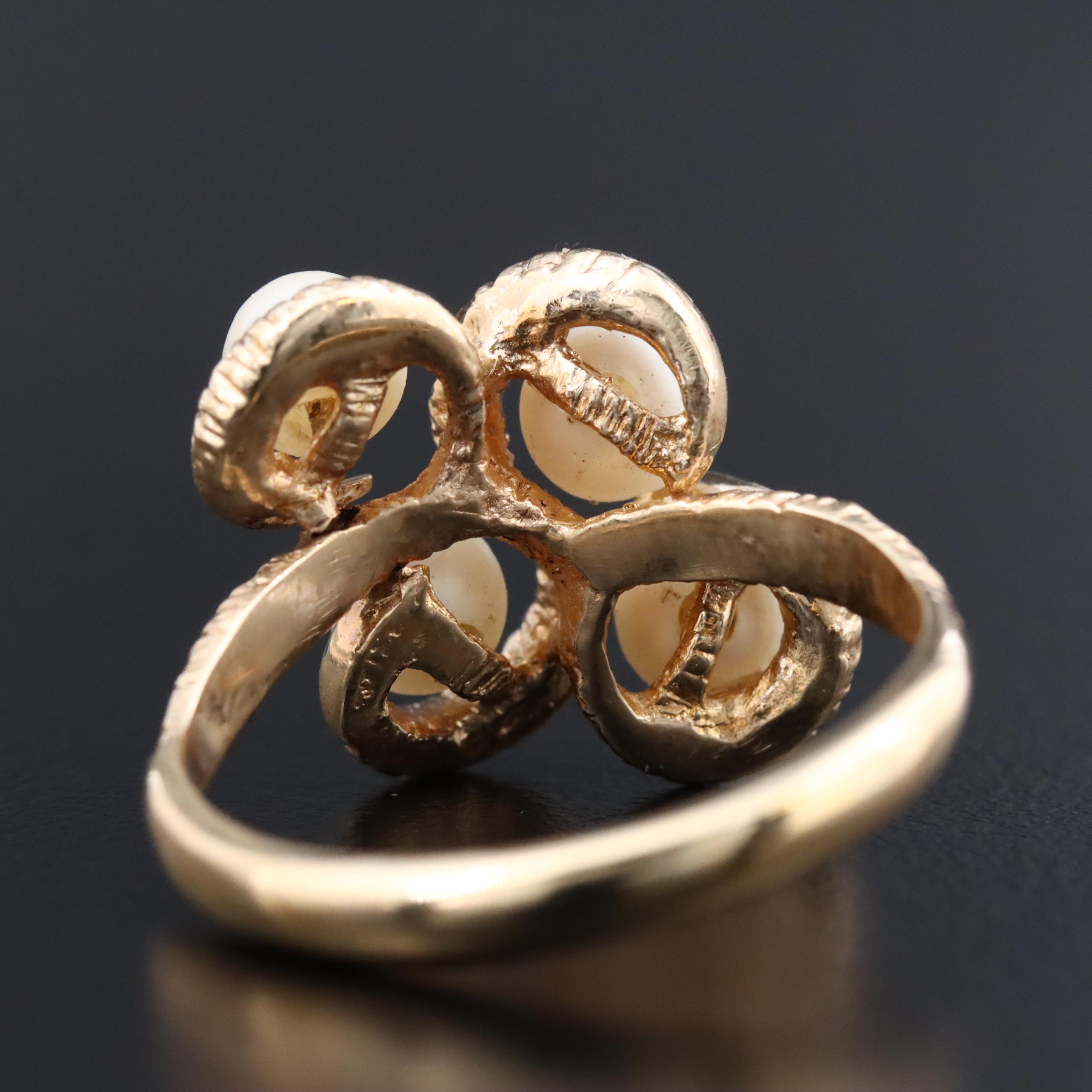 14K Pearl Cluster Ring