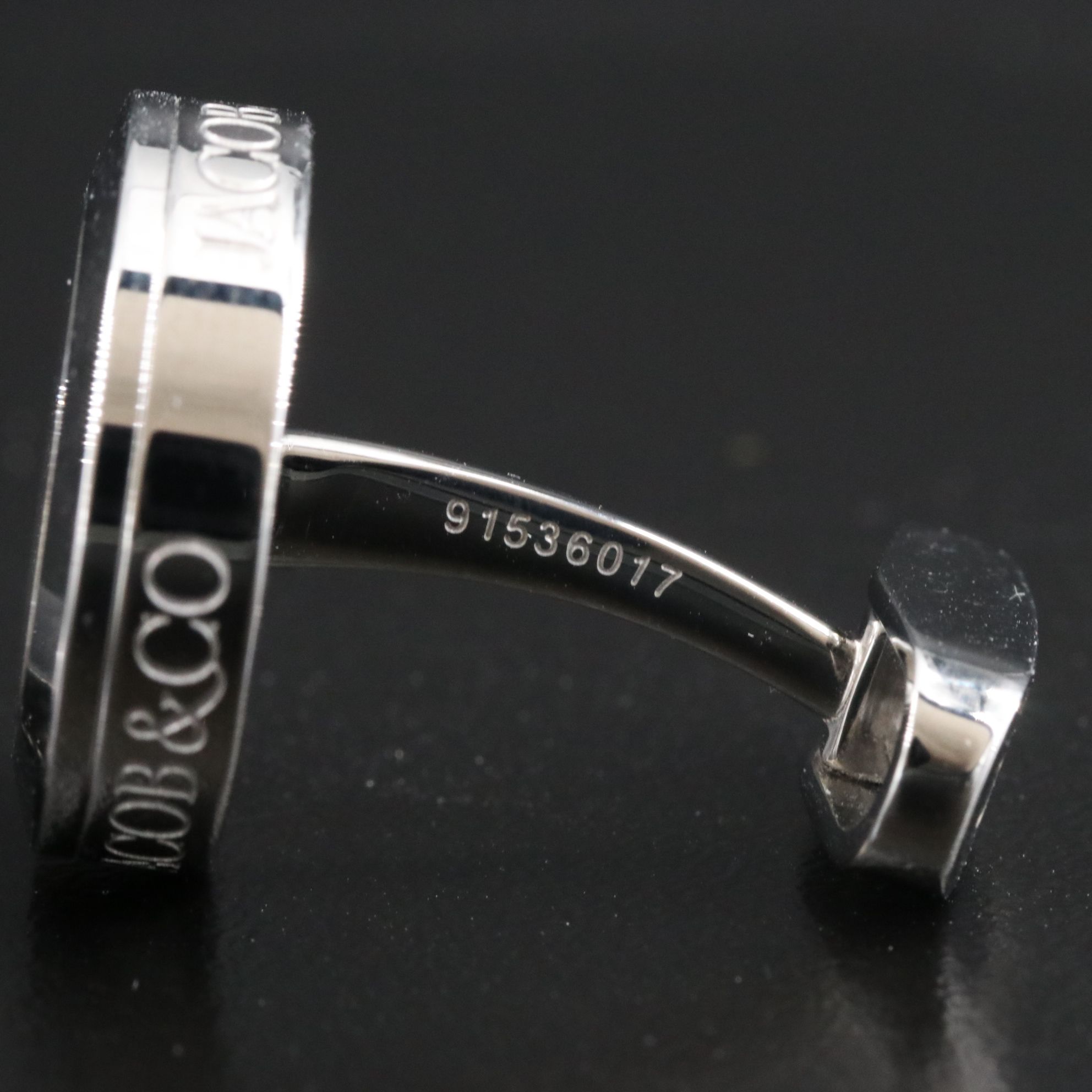 Jacob & Co. Stainless 0.25 CTW Diamond and Black Mother of Pearl Cufflinks