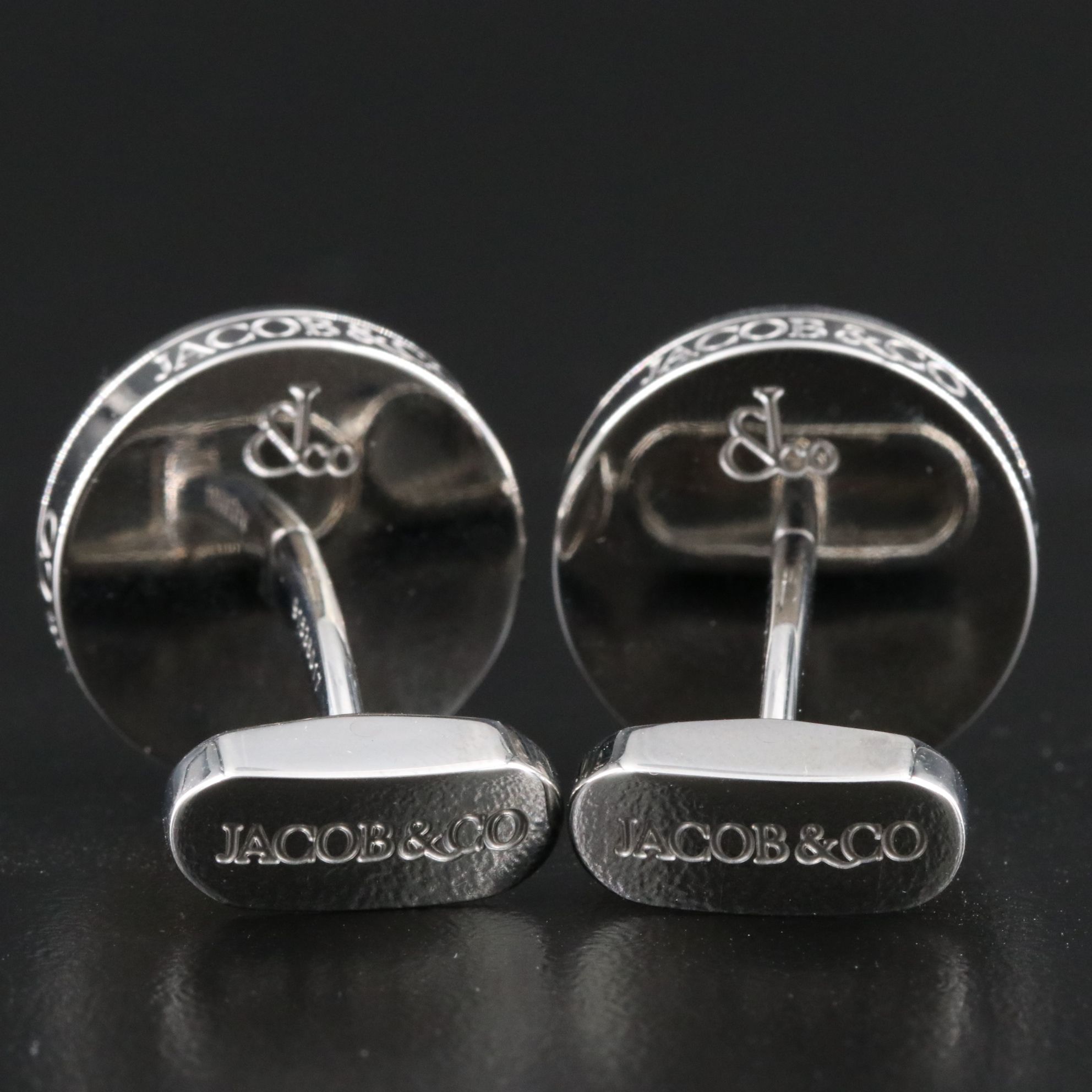 Jacob & Co. Stainless 0.25 CTW Diamond and Black Mother of Pearl Cufflinks