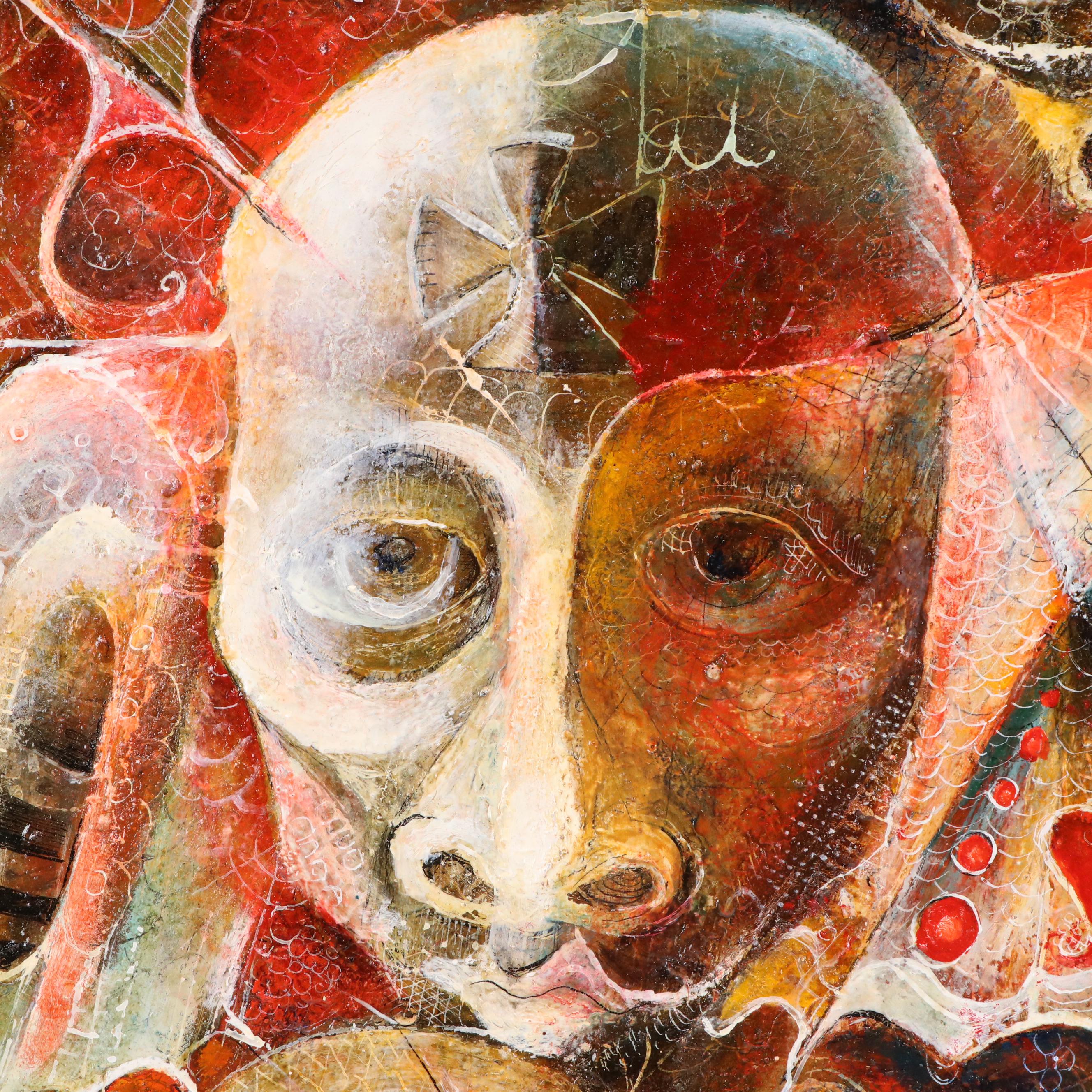 Nikolay "Kuk" Manuylov Surrealist Oil Painting of Man and Bird, 2001