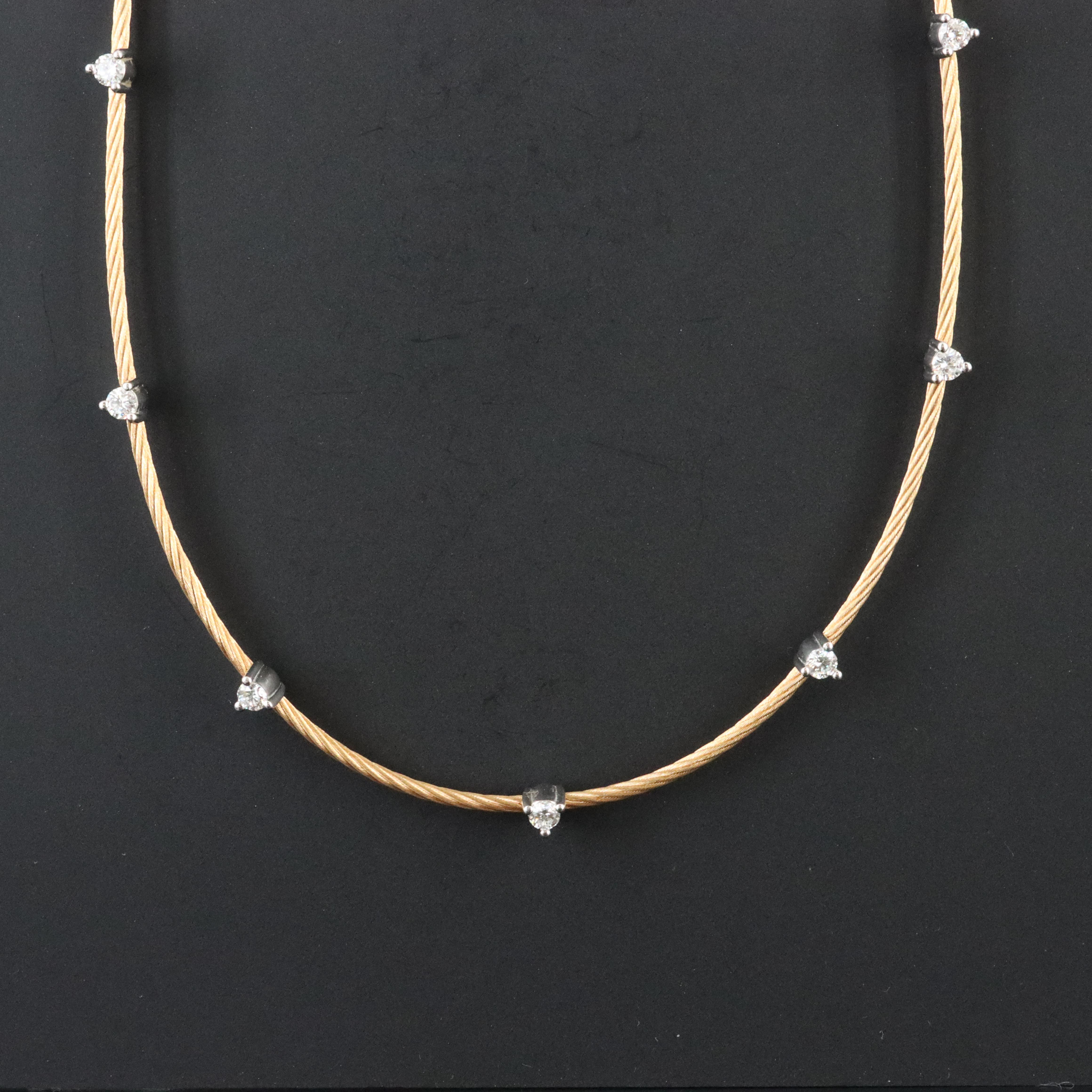 Morelli Unity 18K Cable Necklace with Platinum 0.74 CTW Diamond Stations