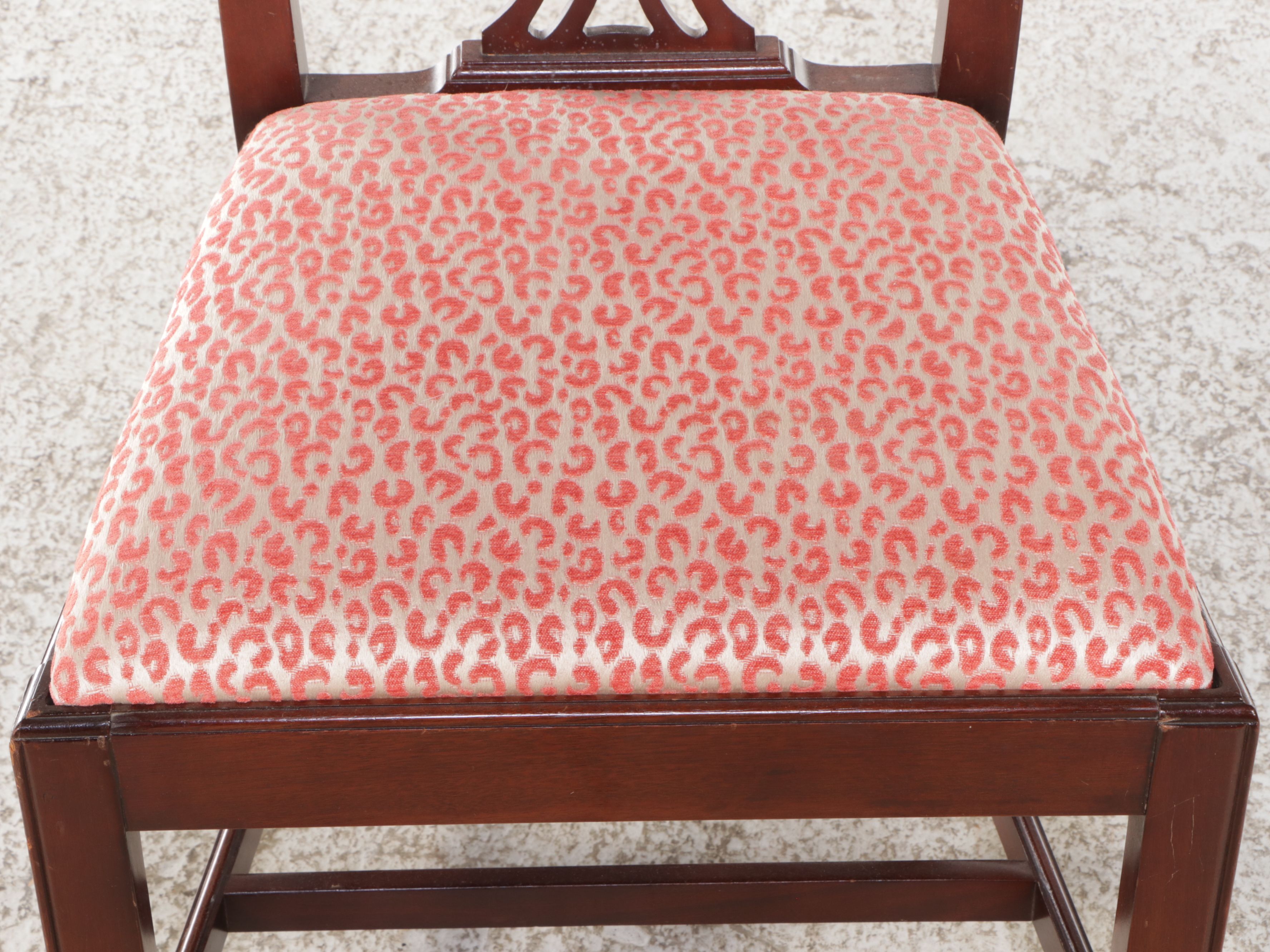 Set of Ten Pink Leopard Print Upholstered Armchairs and Side Chairs
