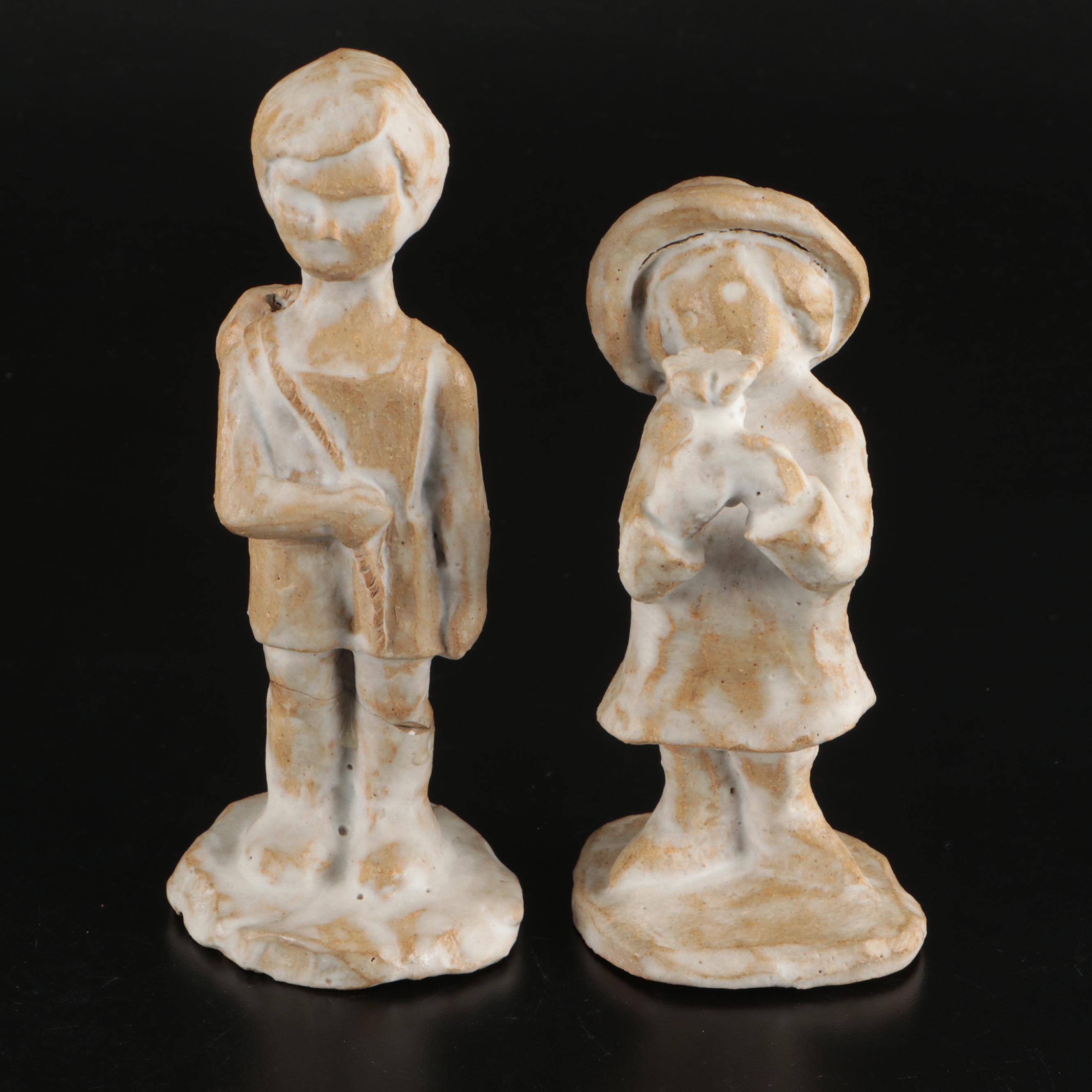 R.A. Schuster Hand-Sculpted Ceramic Figurines, Late 20th C.
