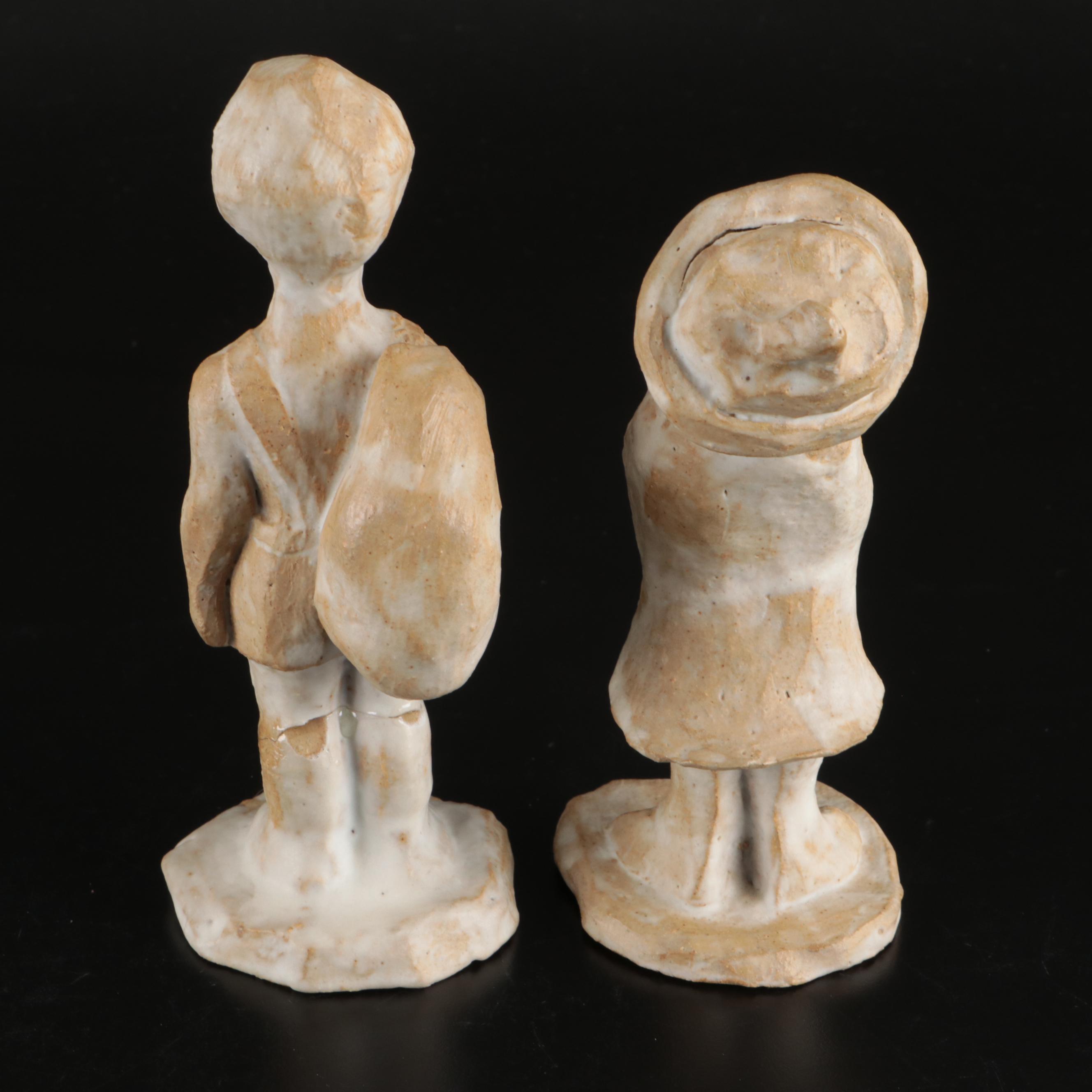 R.A. Schuster Hand-Sculpted Ceramic Figurines, Late 20th C.