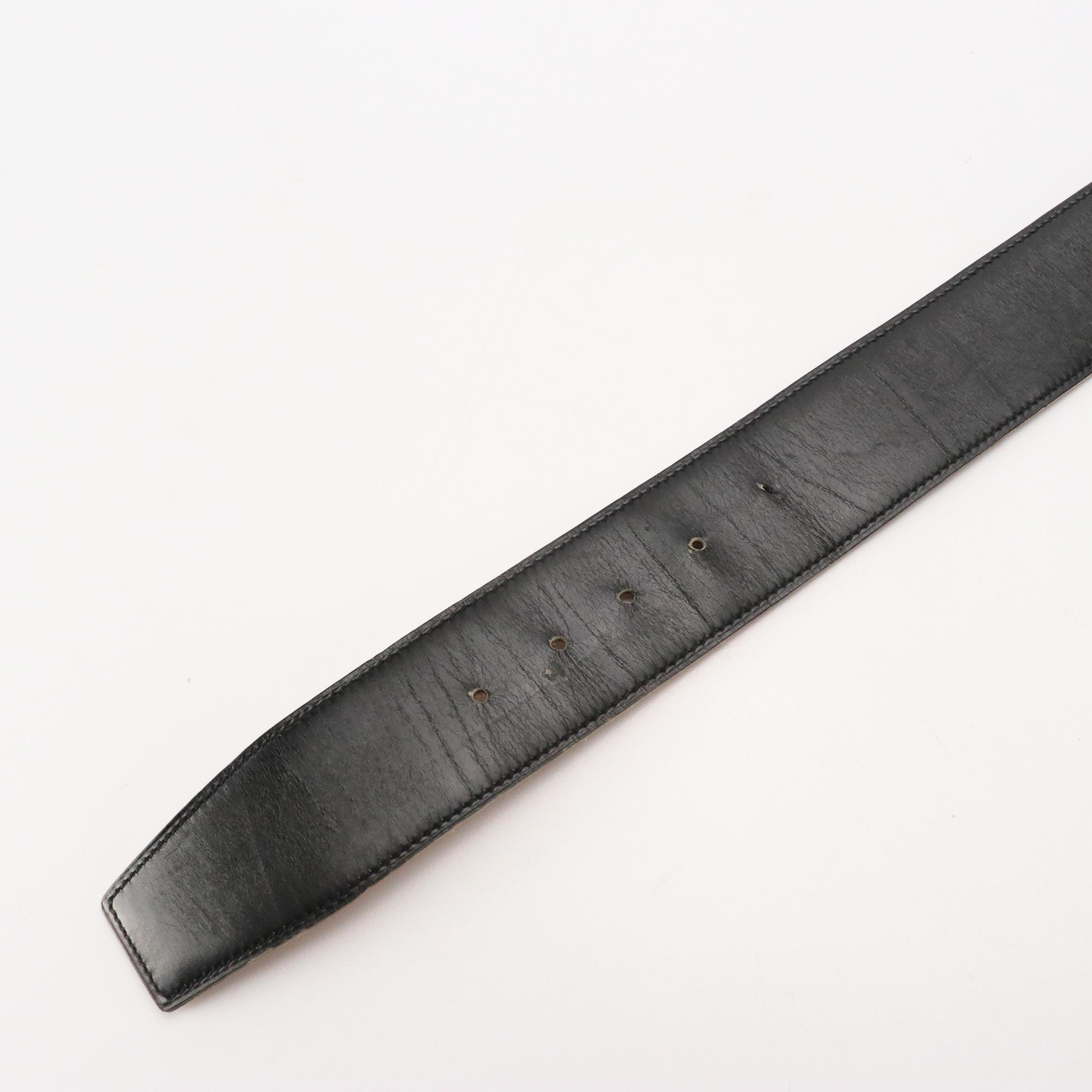 Hermès Gold Tone H Buckle Belt in Black Leather