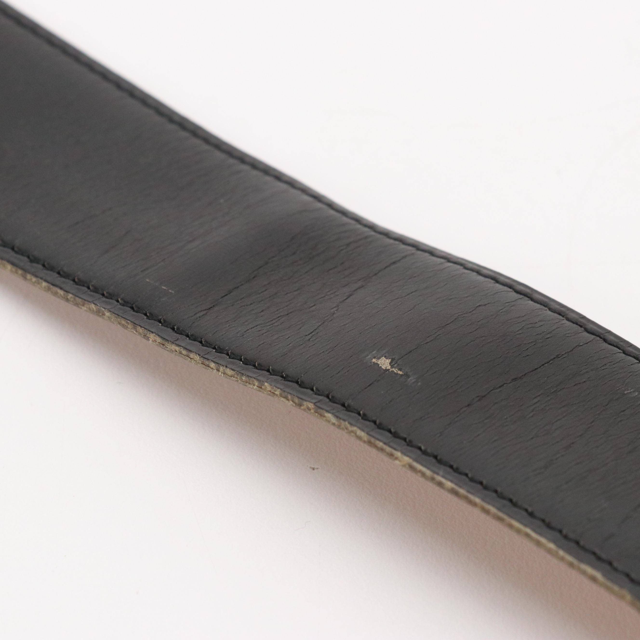 Hermès Gold Tone H Buckle Belt in Black Leather