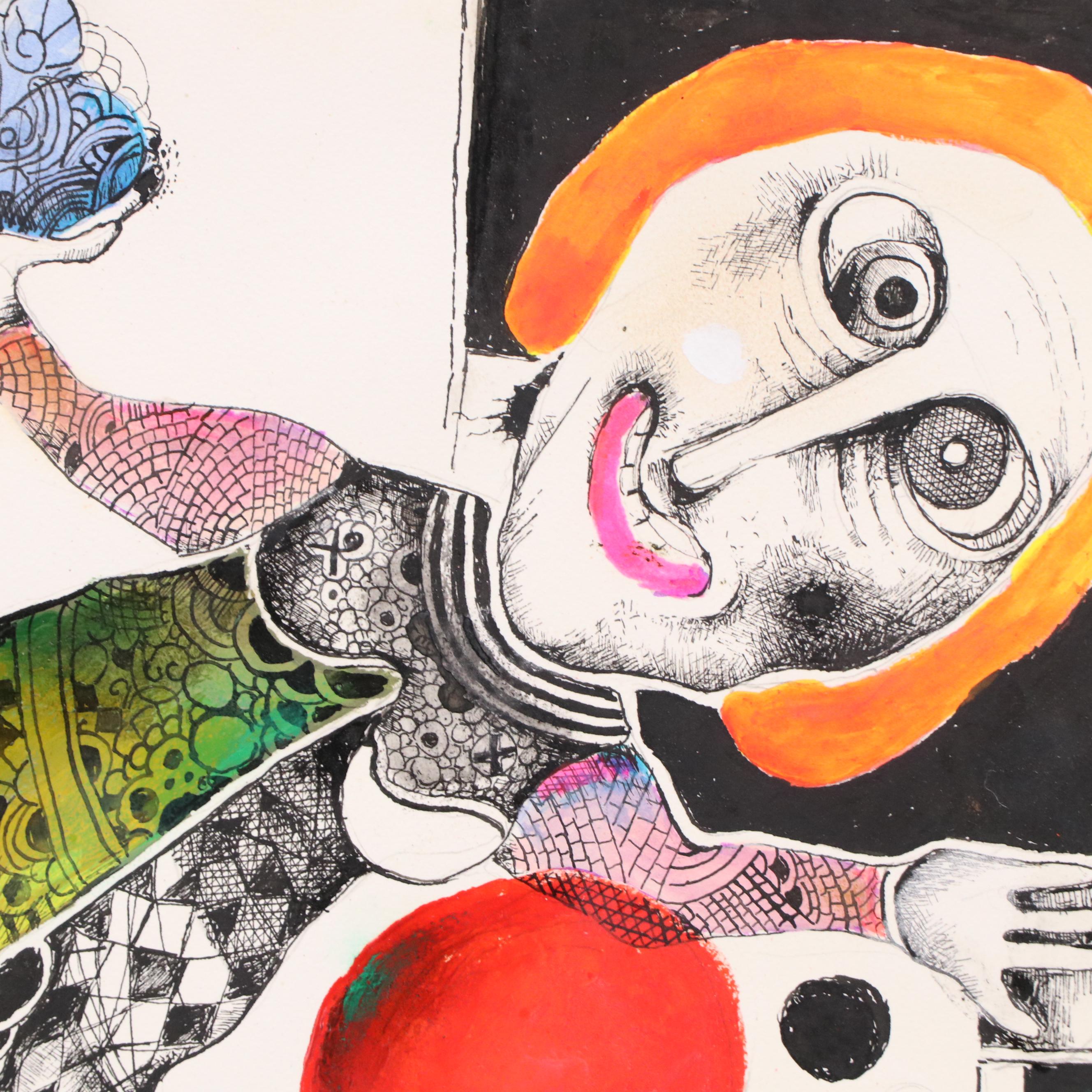 Nikolay "Kuk" Manuylov Surrealist Figural Mixed Media Drawing, 2020