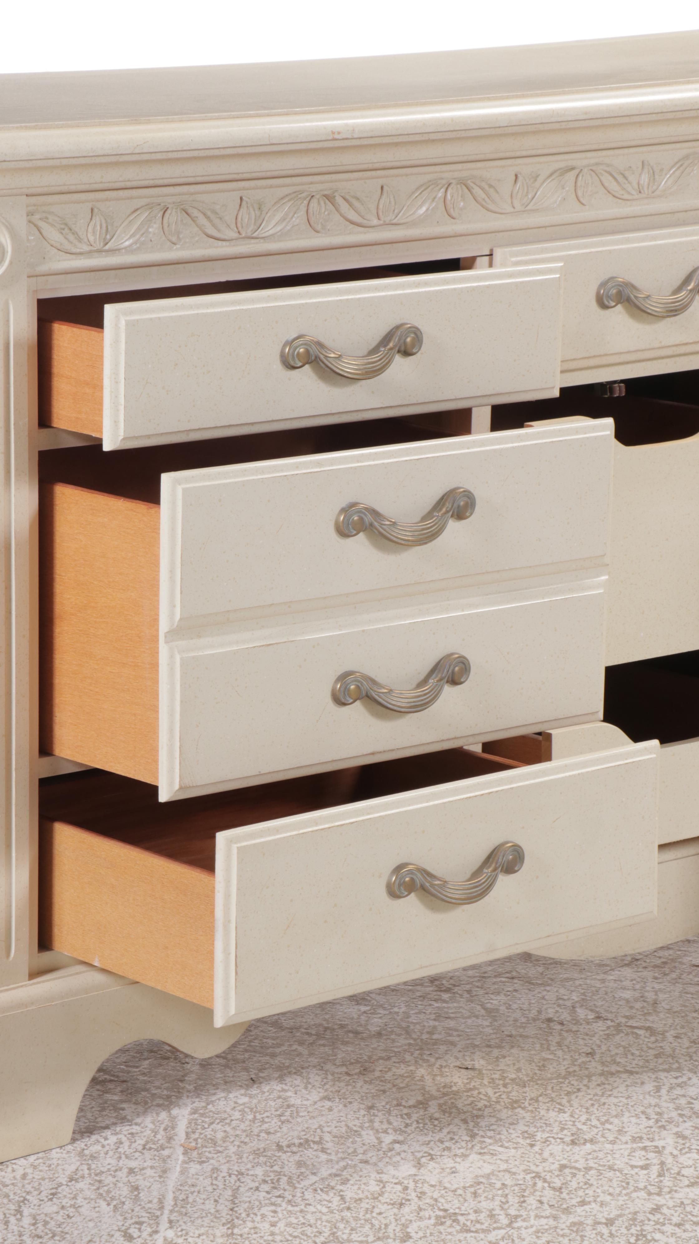 Vaughn Furniture Neoclassical Style White-Painted Dresser and Mirror