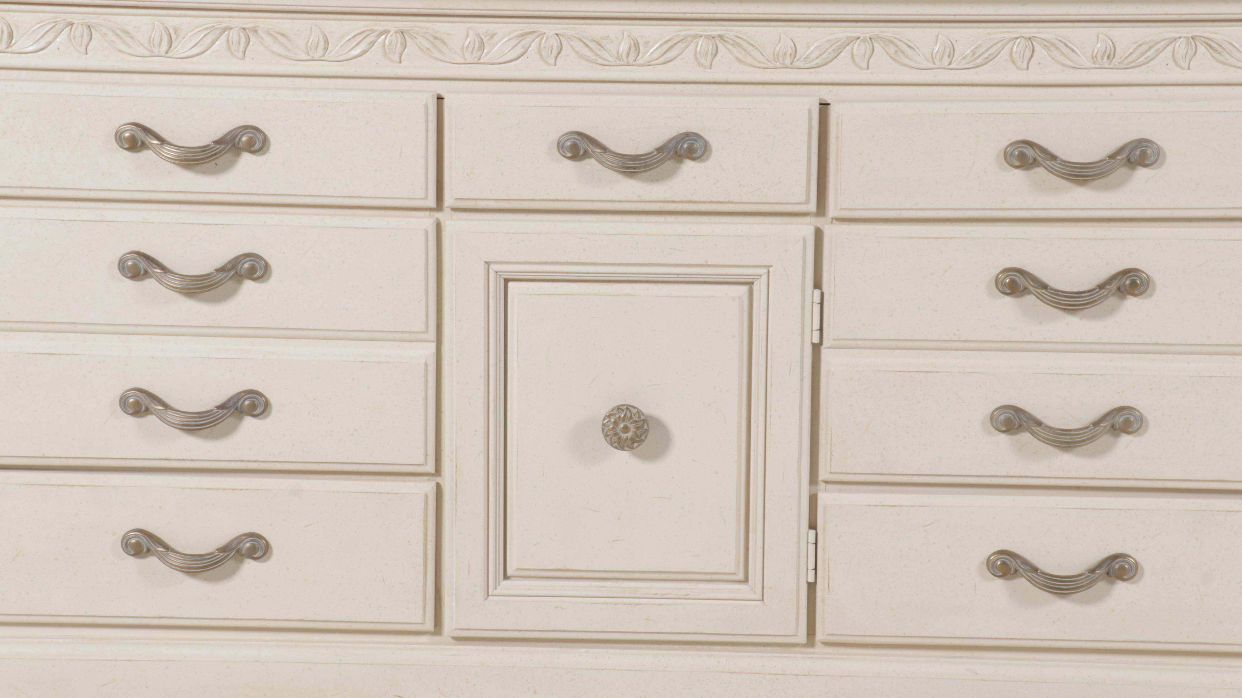 Vaughn Furniture Neoclassical Style White-Painted Dresser and Mirror
