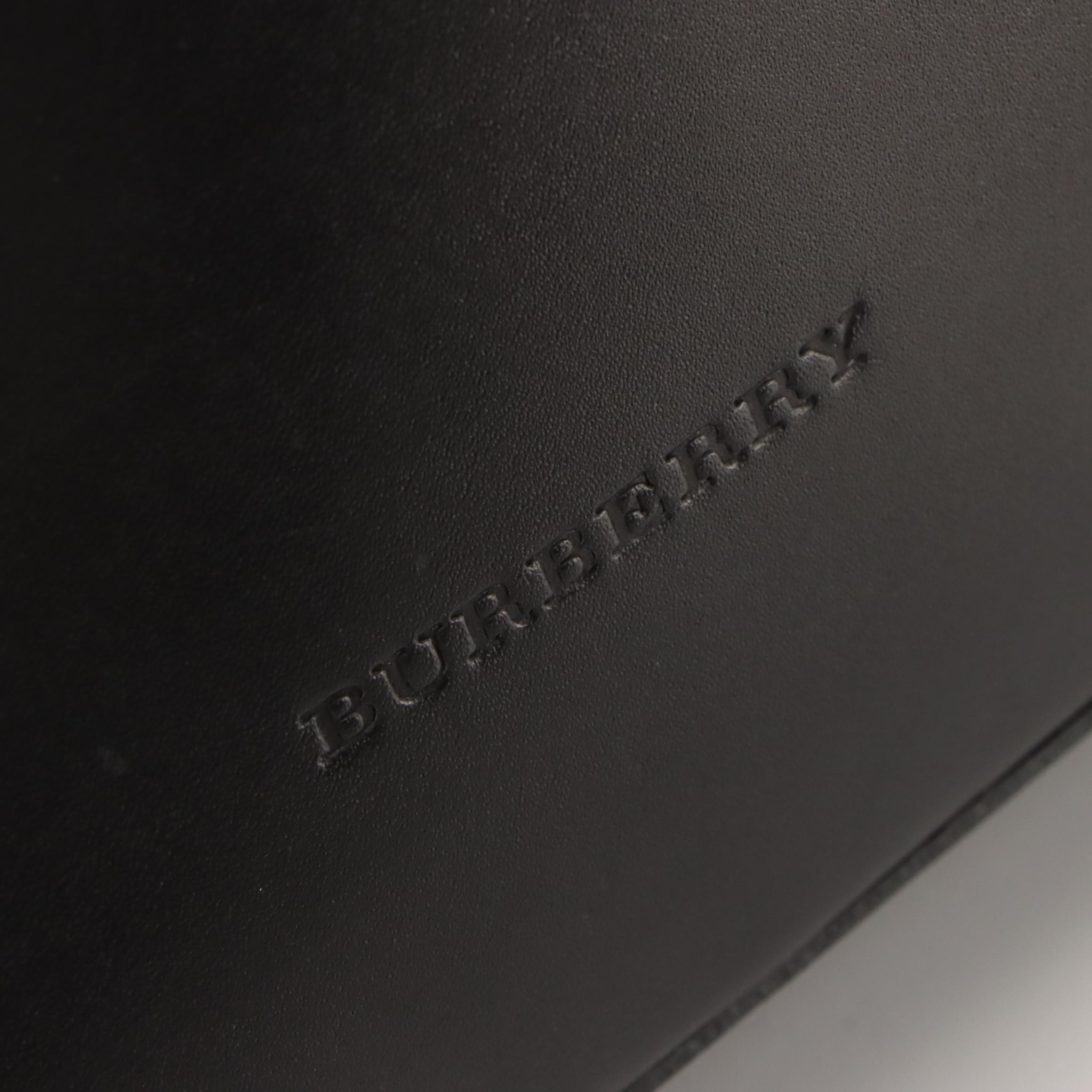 Burberry Black Leather Zip-Top Top Handle Tote