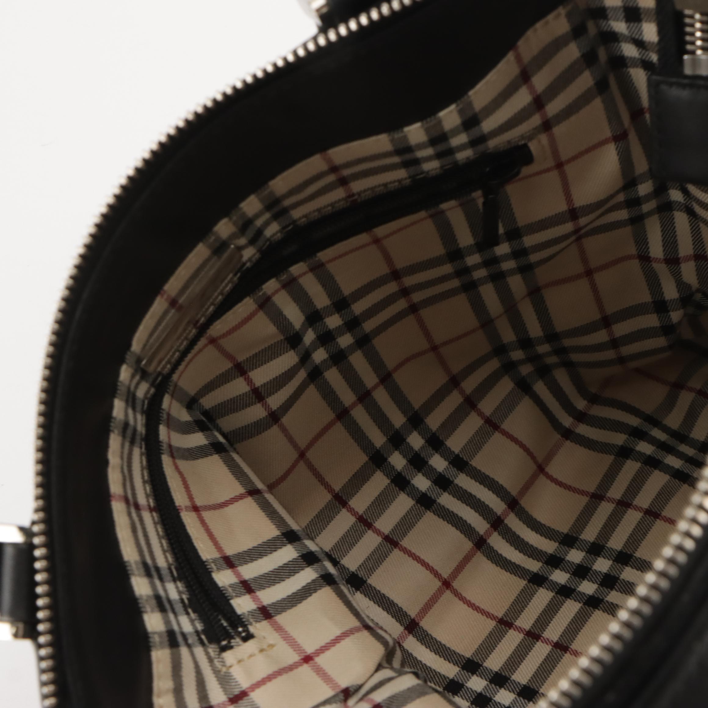 Burberry Black Leather Zip-Top Top Handle Tote