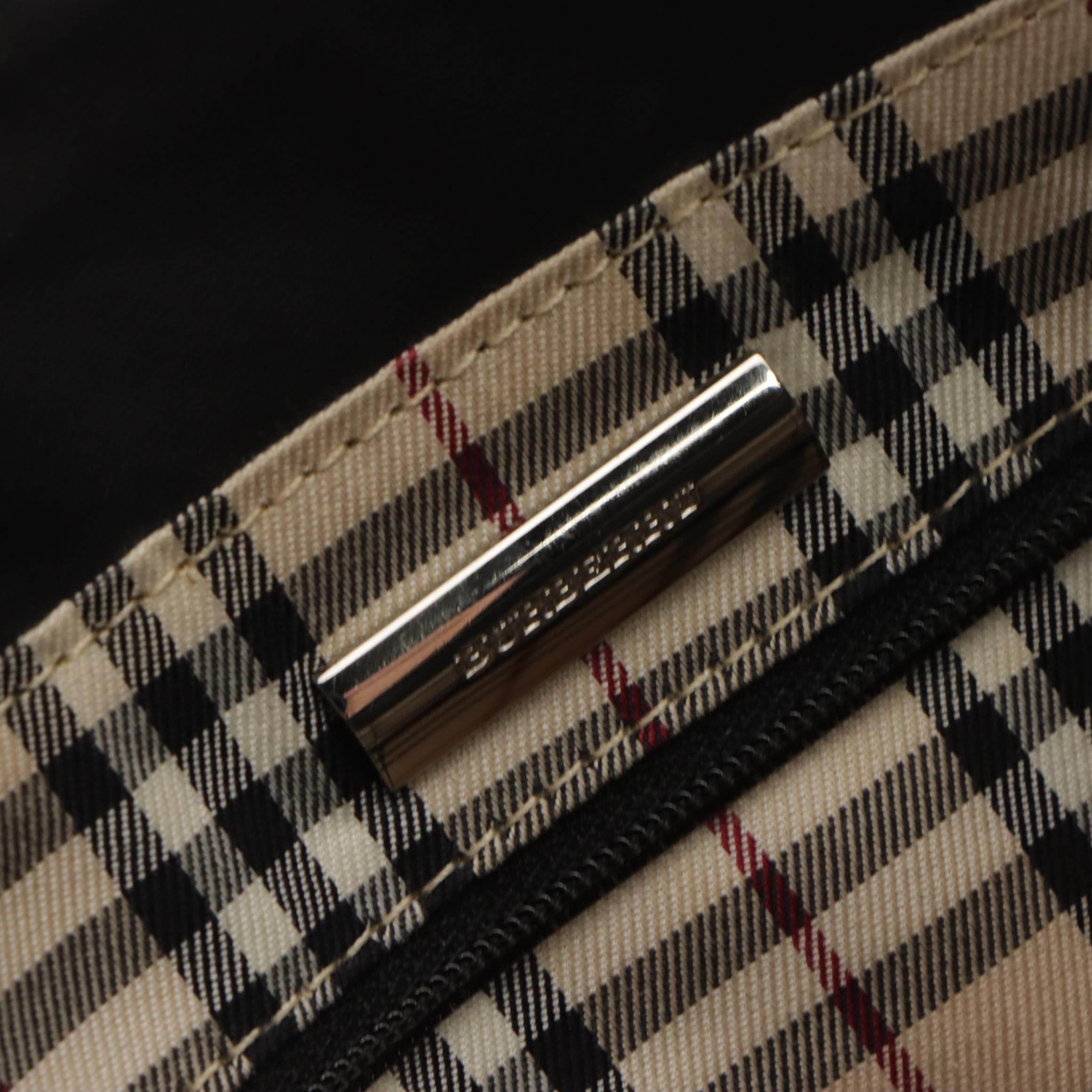 Burberry Black Leather Zip-Top Top Handle Tote