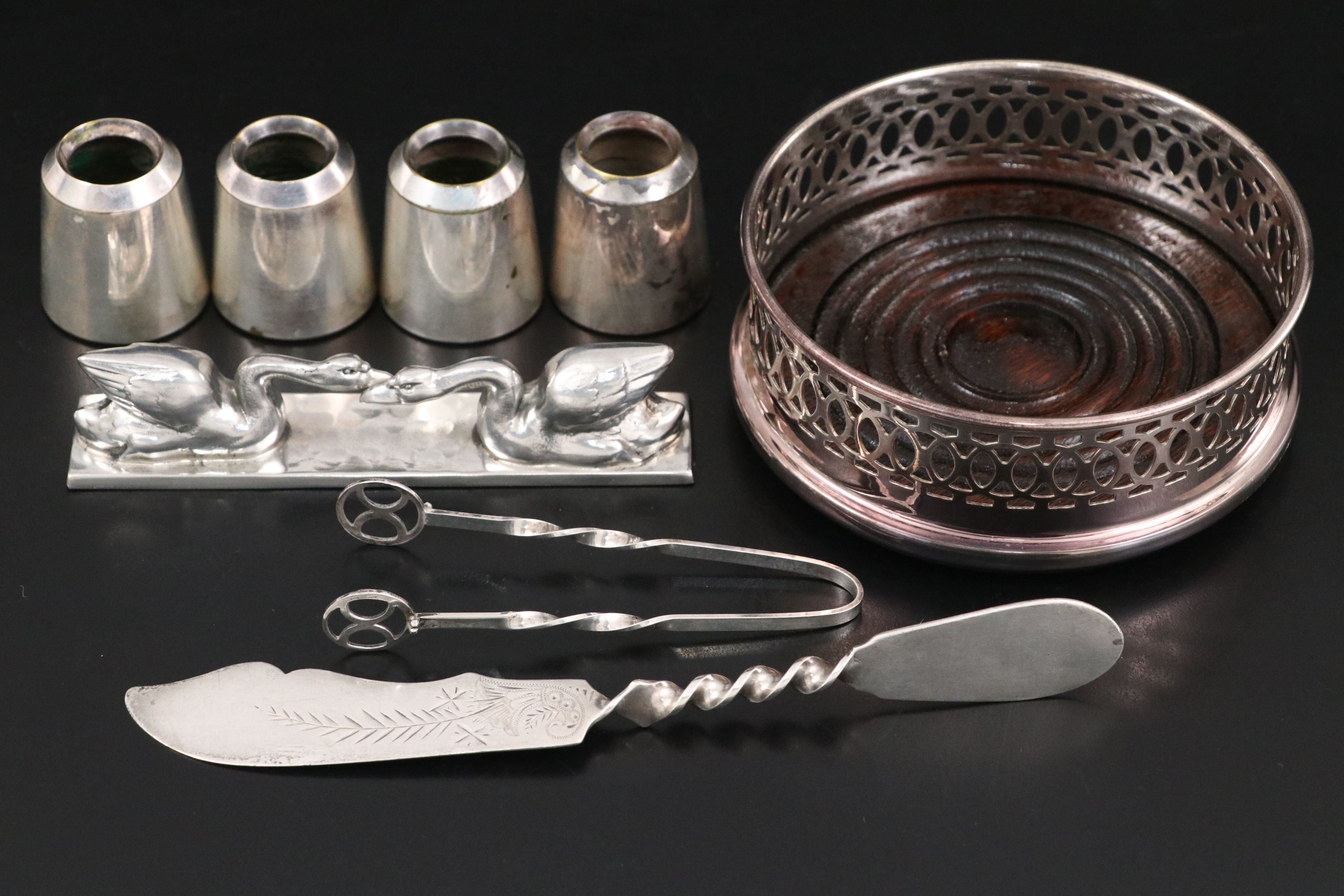 Wallace "Baroque" Kettle with Other Silver Plate Epergne and Other Tableware