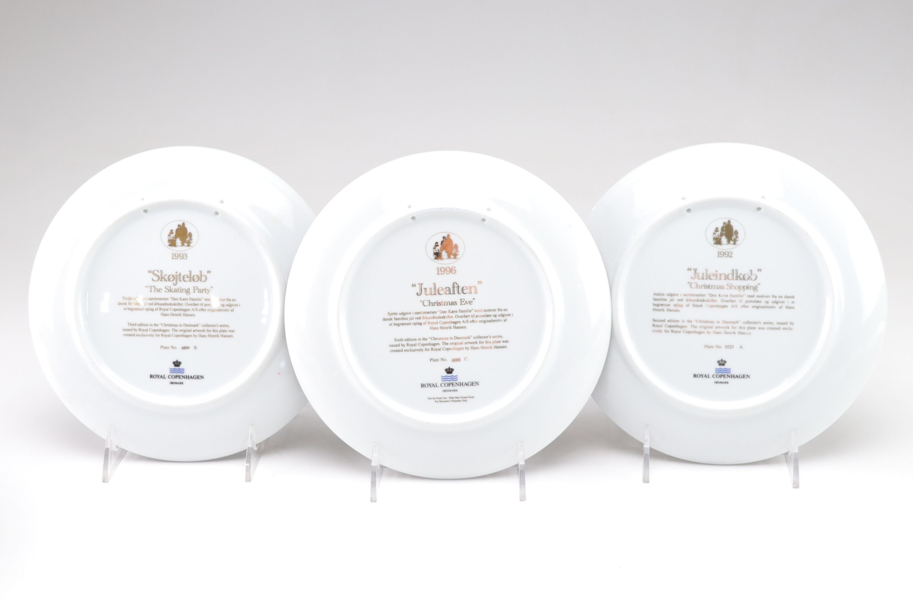 Royal Copenhagen "Christmas in Denmark" and More Collector Plates, 1990s