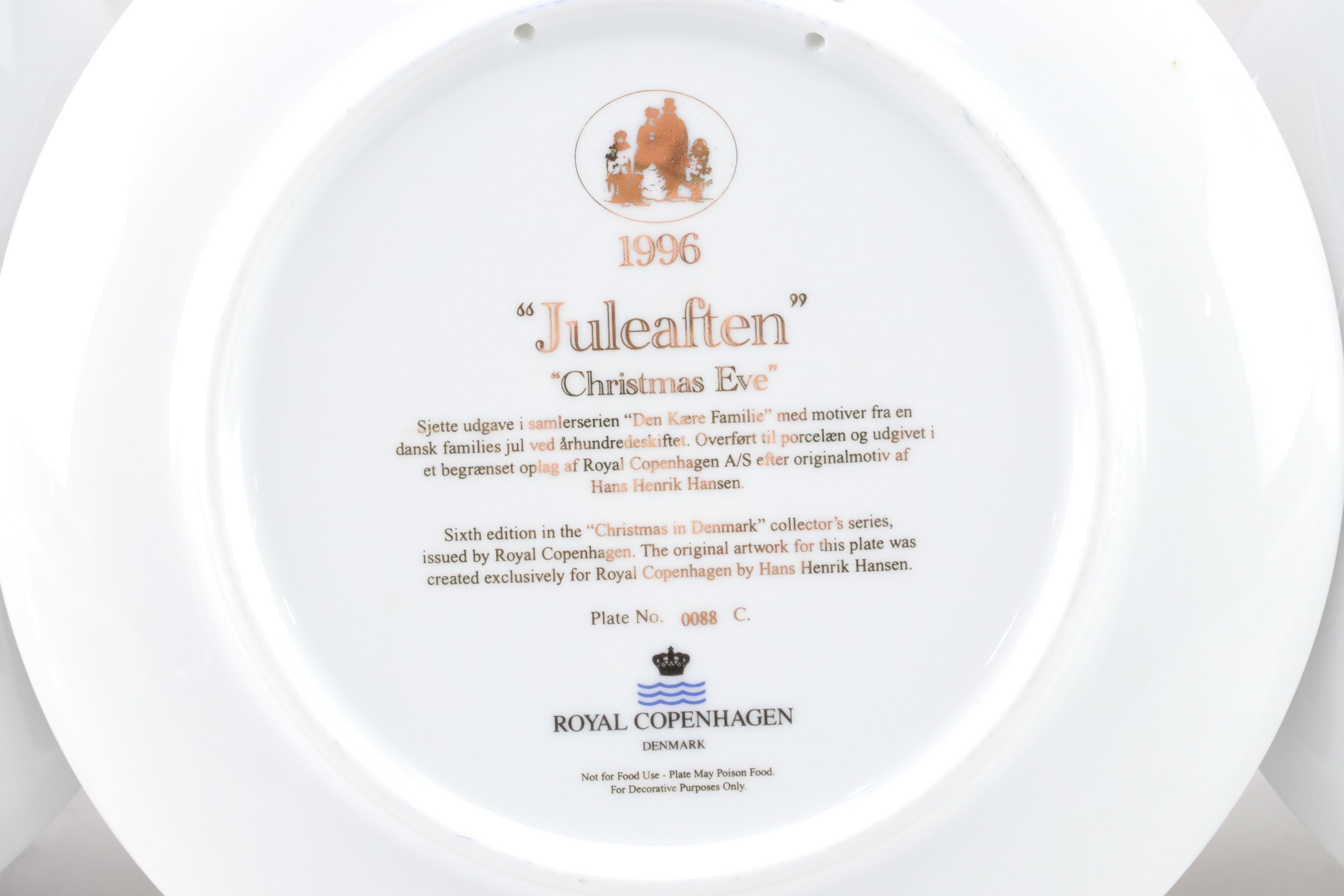 Royal Copenhagen "Christmas in Denmark" and More Collector Plates, 1990s