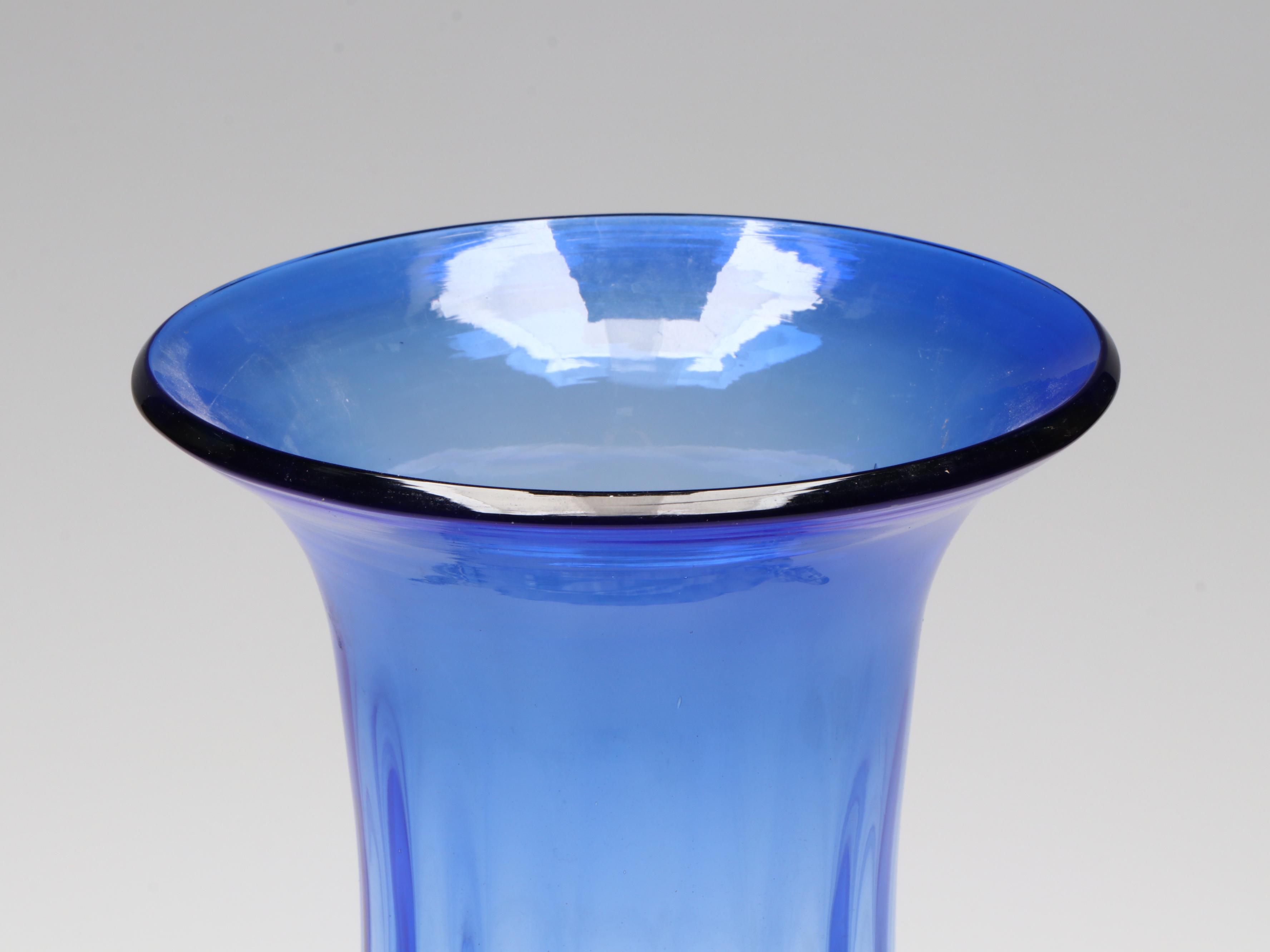 Venetian Style Blue Art Glass Vase