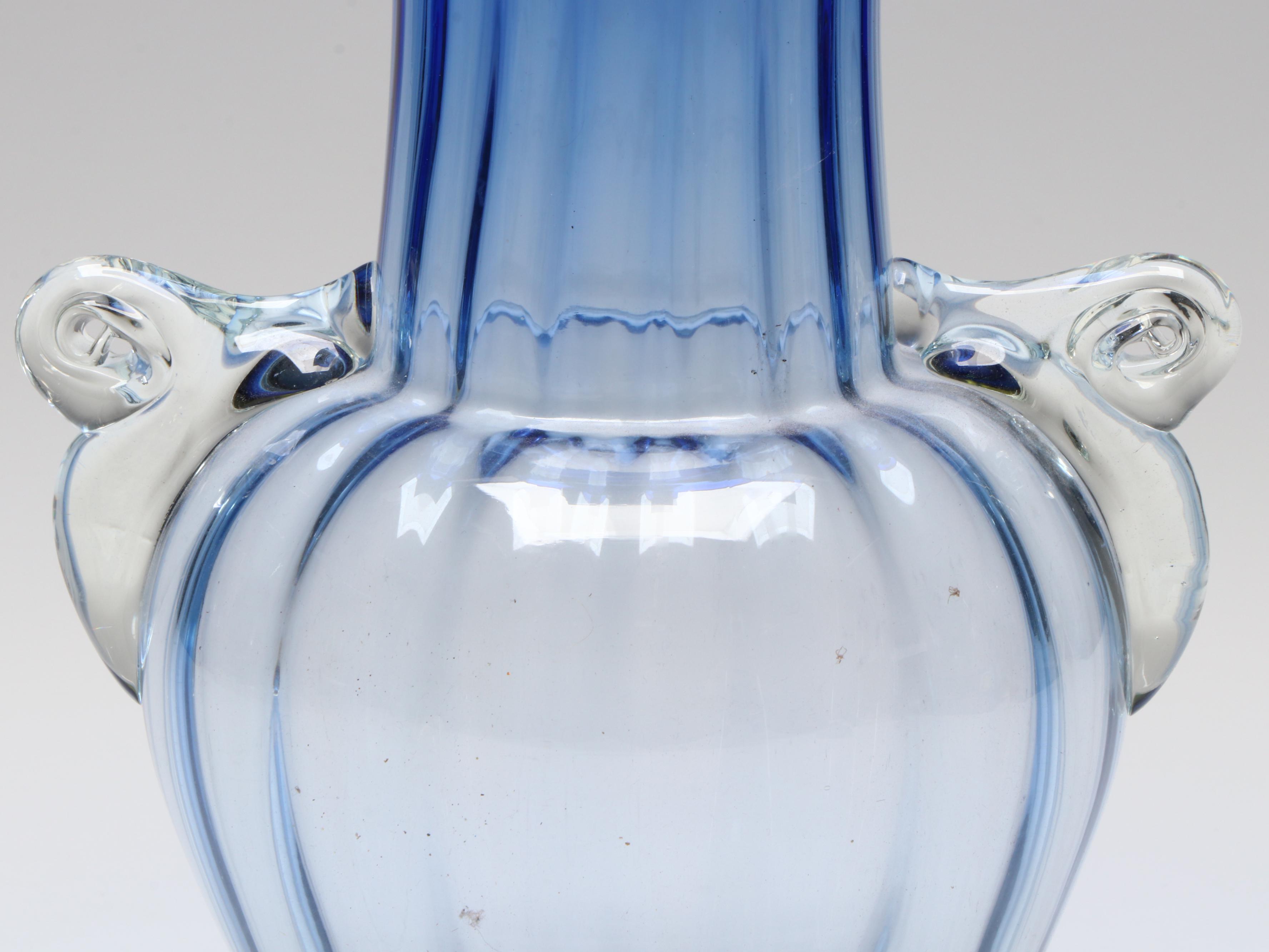 Venetian Style Blue Art Glass Vase