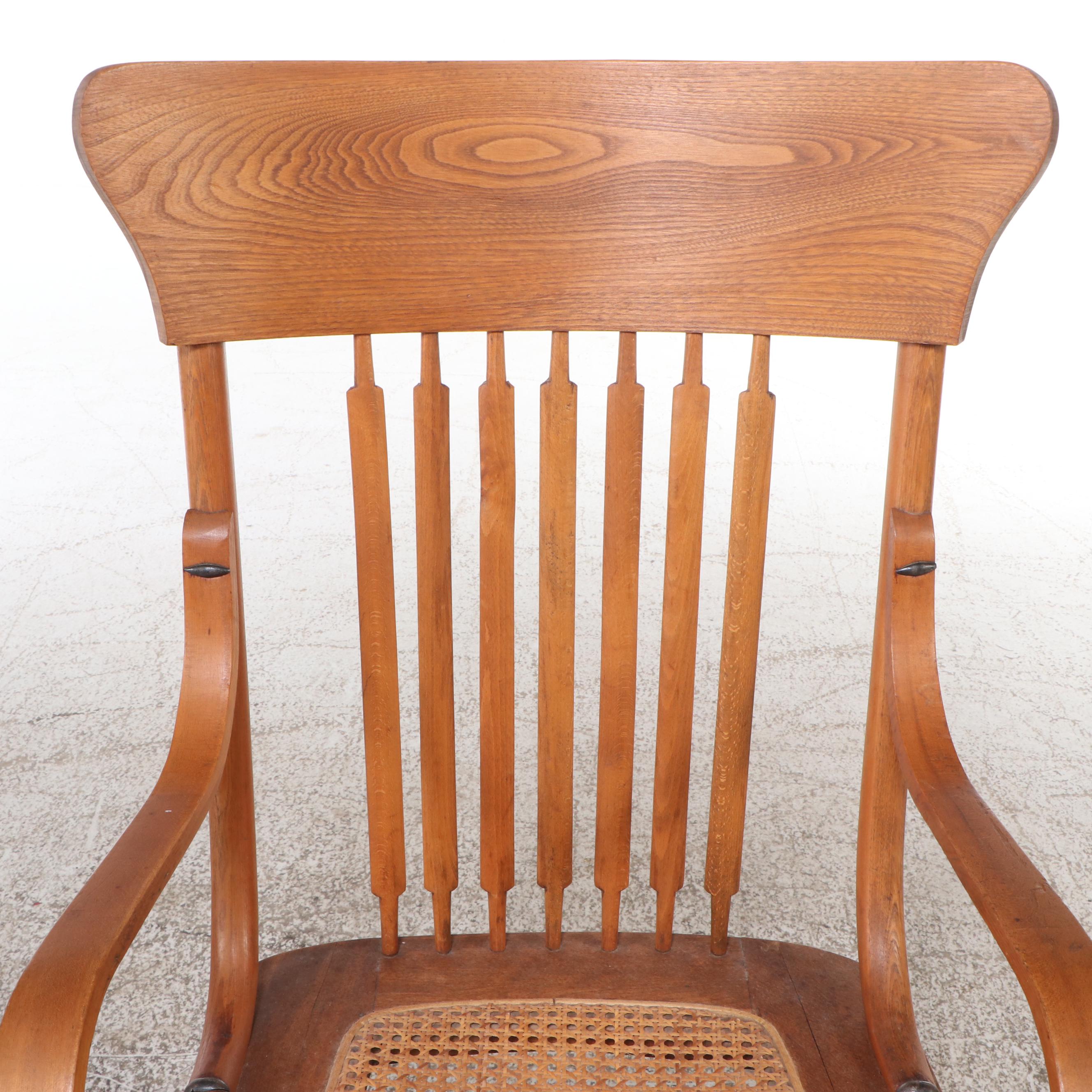 Windsor Back Oak Armchair with Rattan Seat
