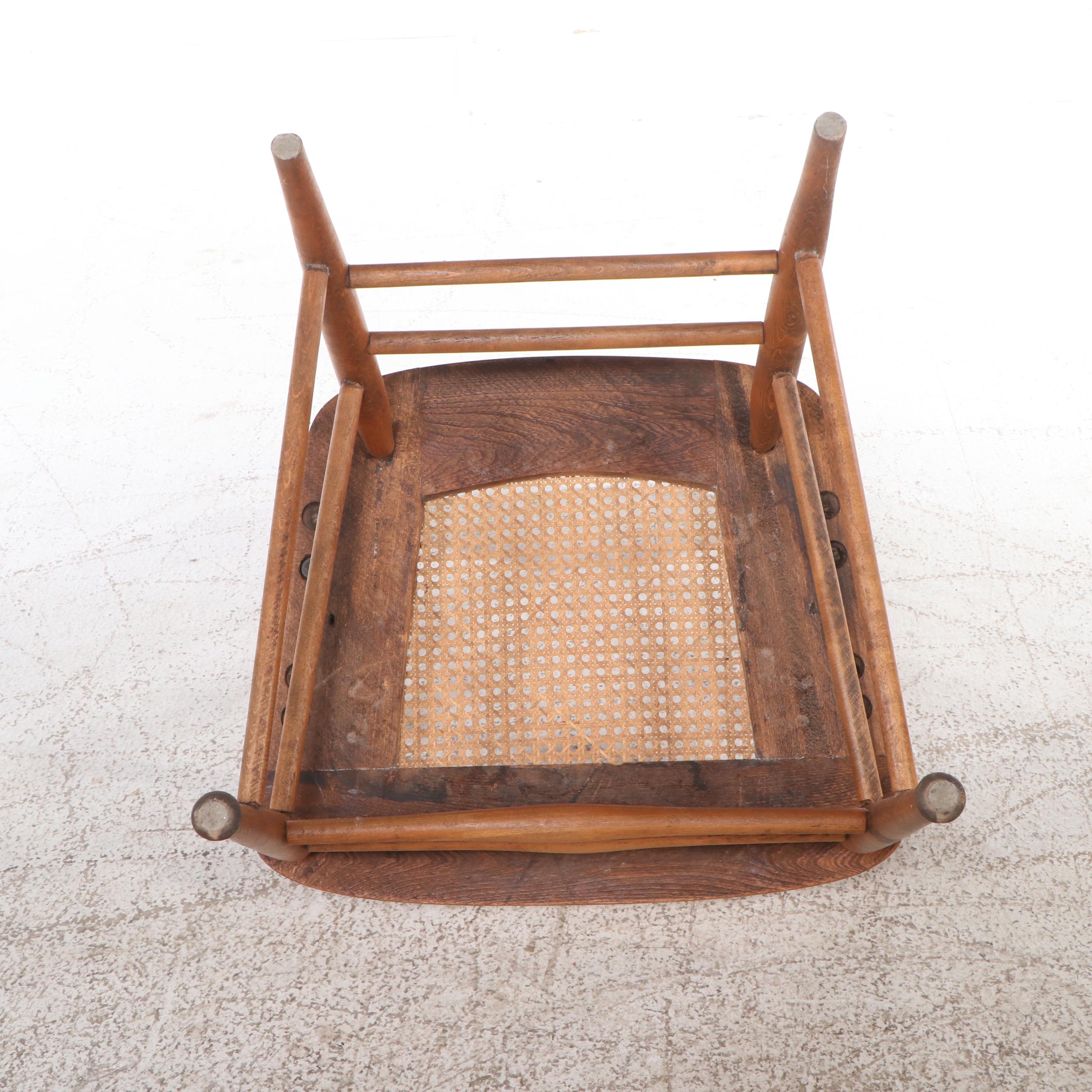 Windsor Back Oak Armchair with Rattan Seat