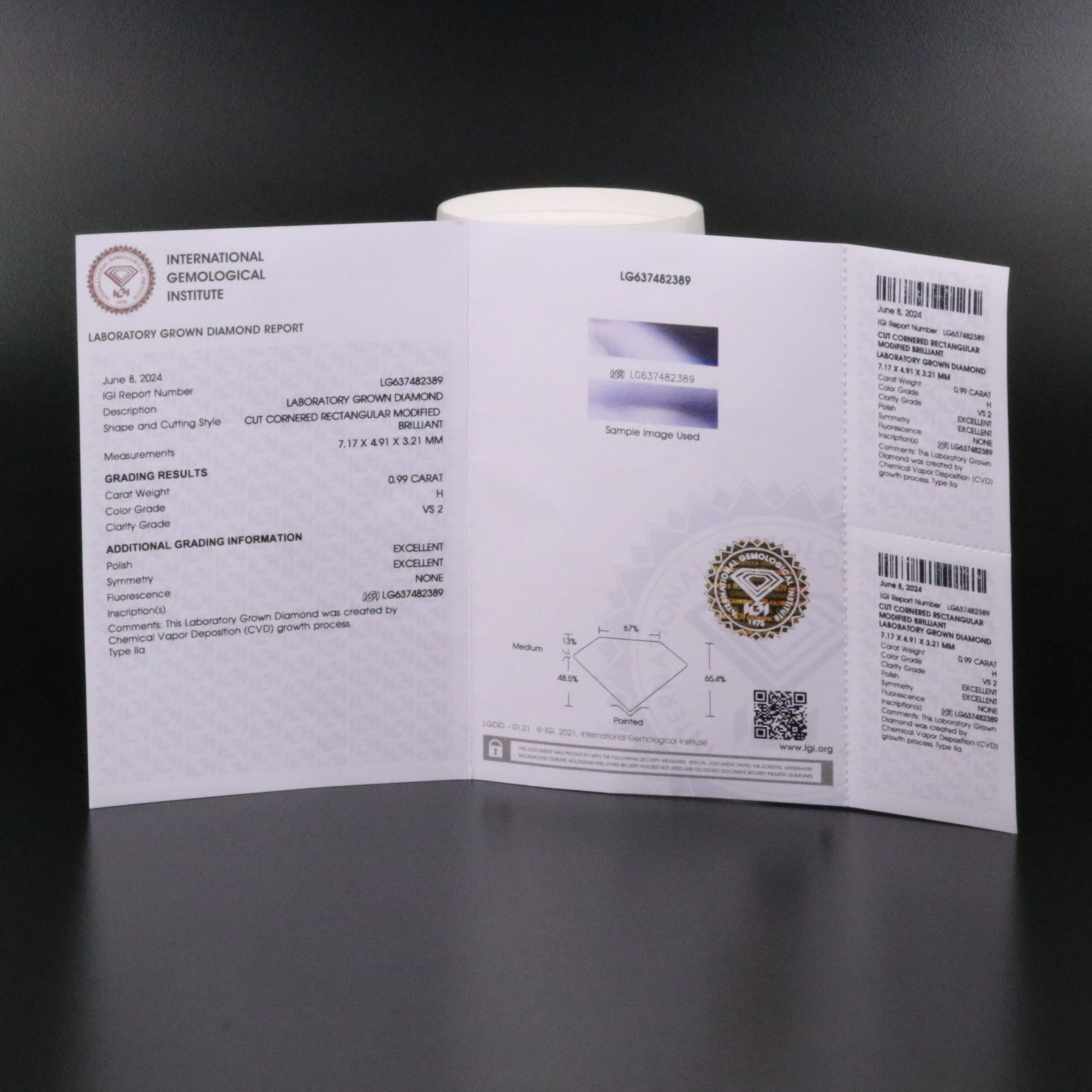 Loose 0.99 CT Lab Grown Diamond with IGI Report