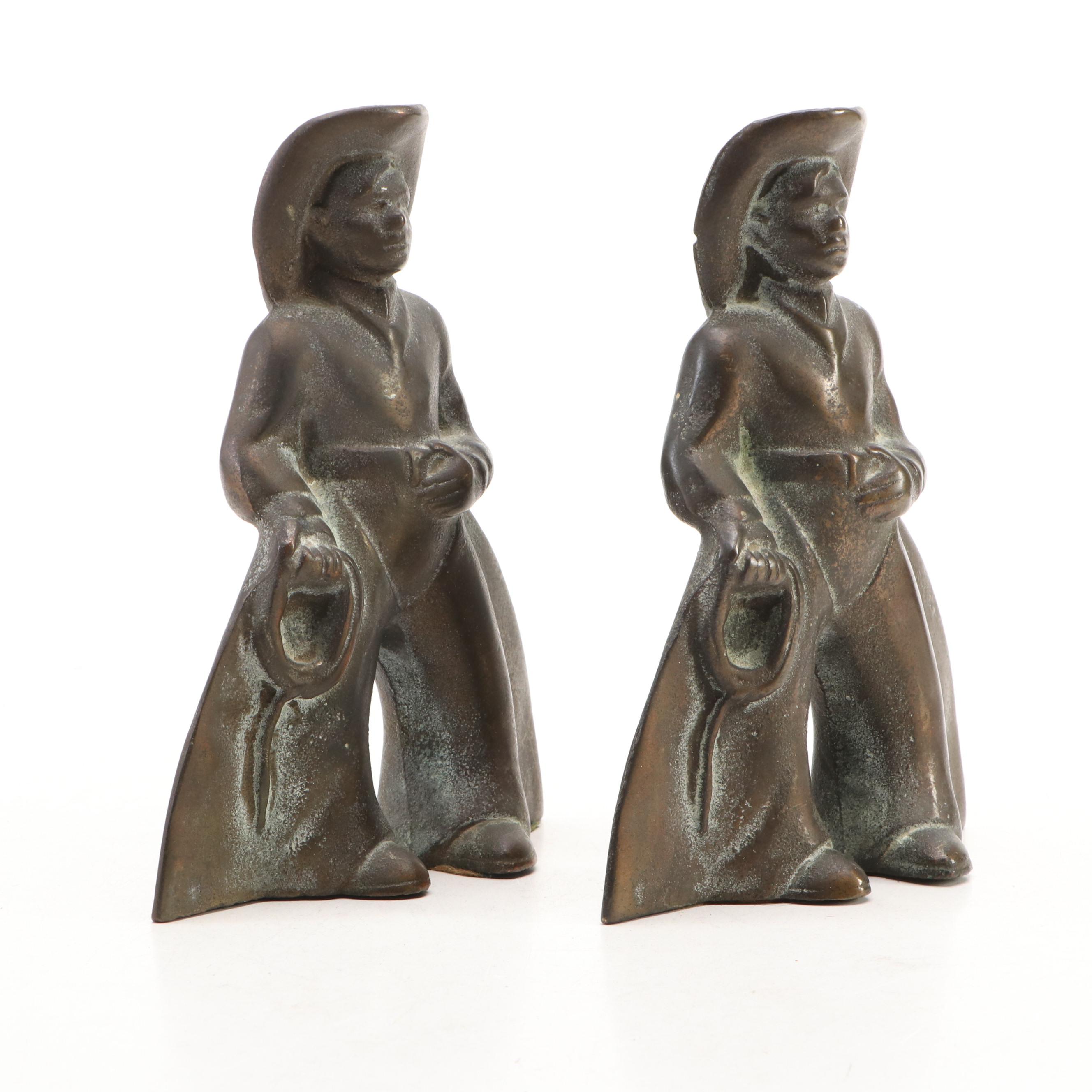 American Cowboy Brass Bookends