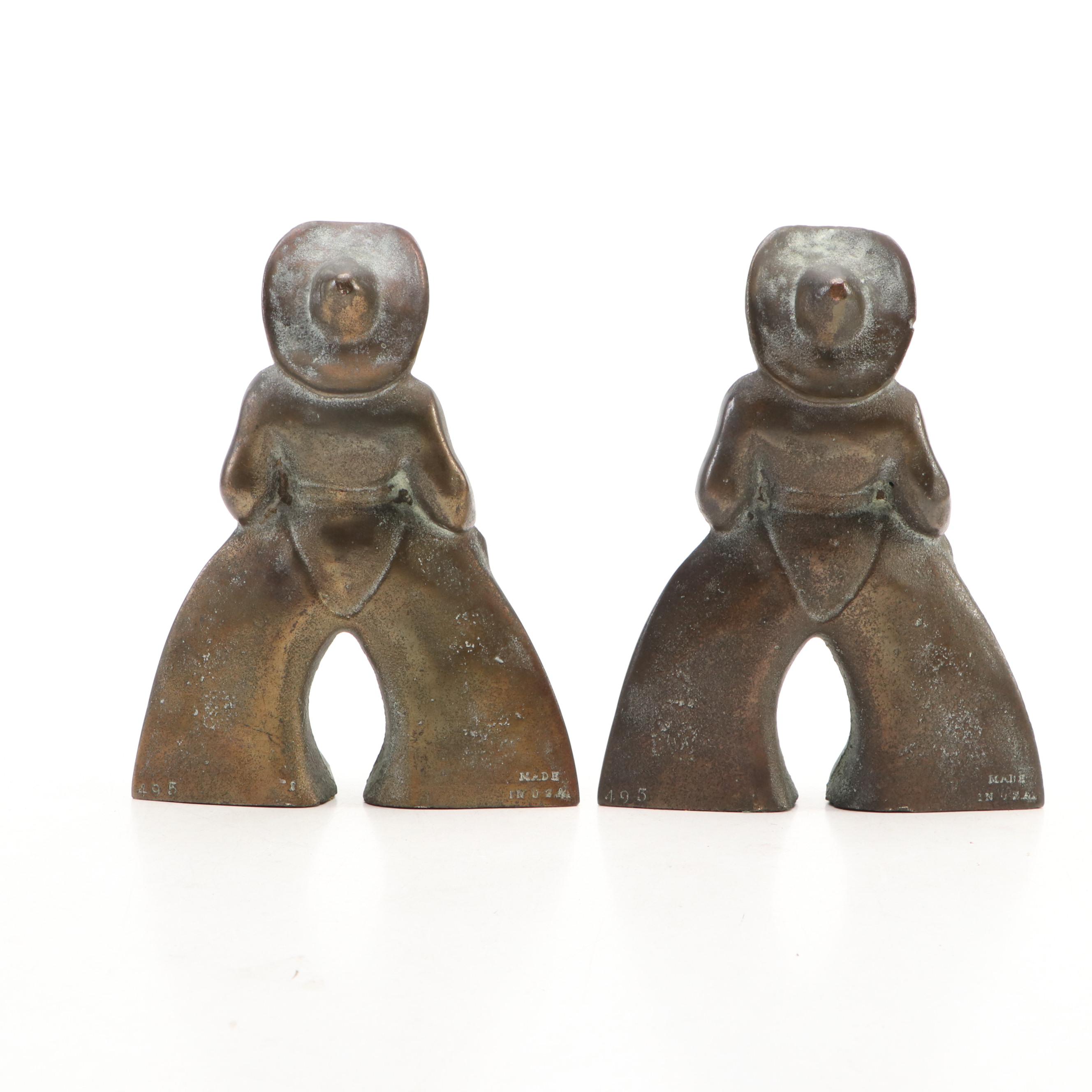 American Cowboy Brass Bookends