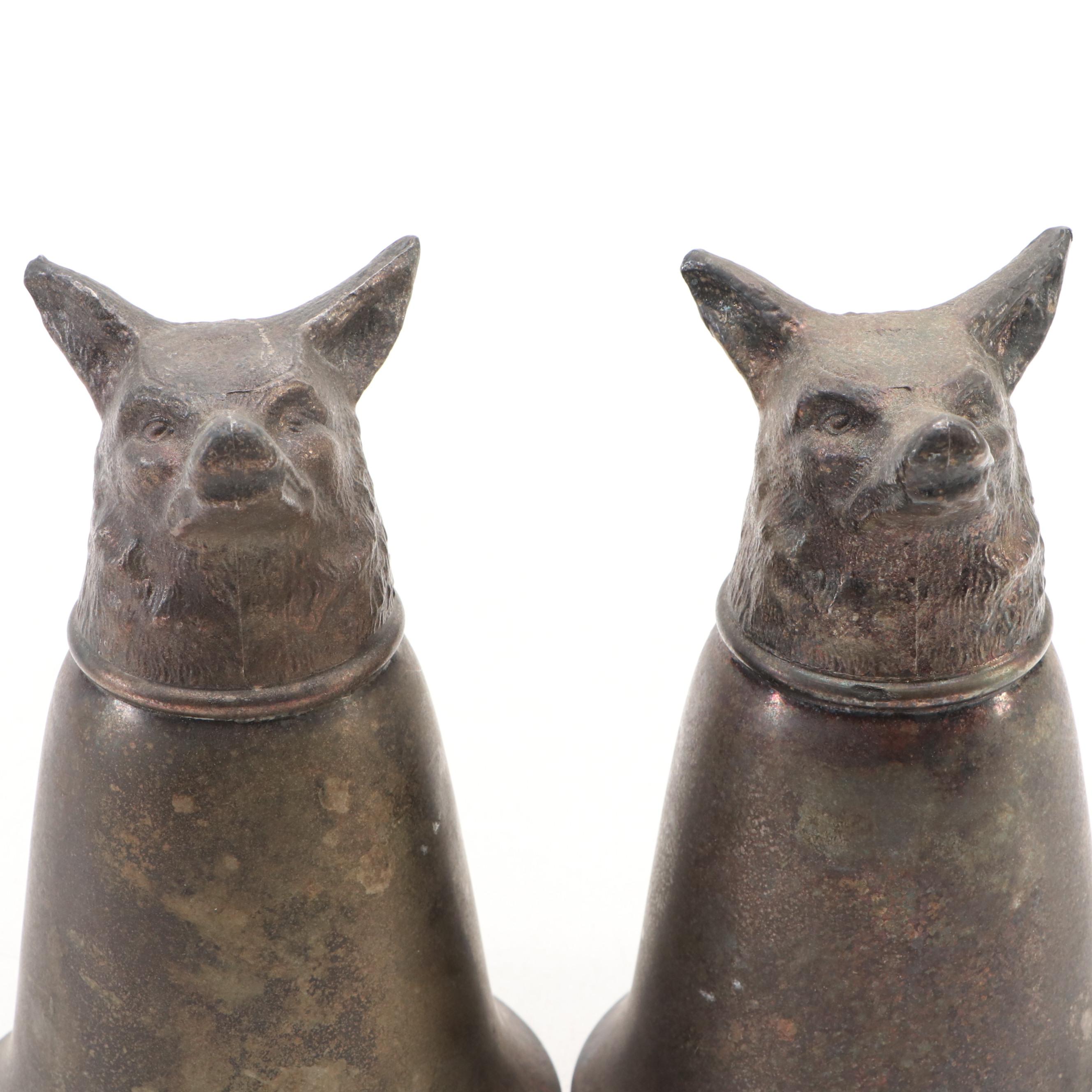 Italian Wolf Head Metal Stirrup Cups