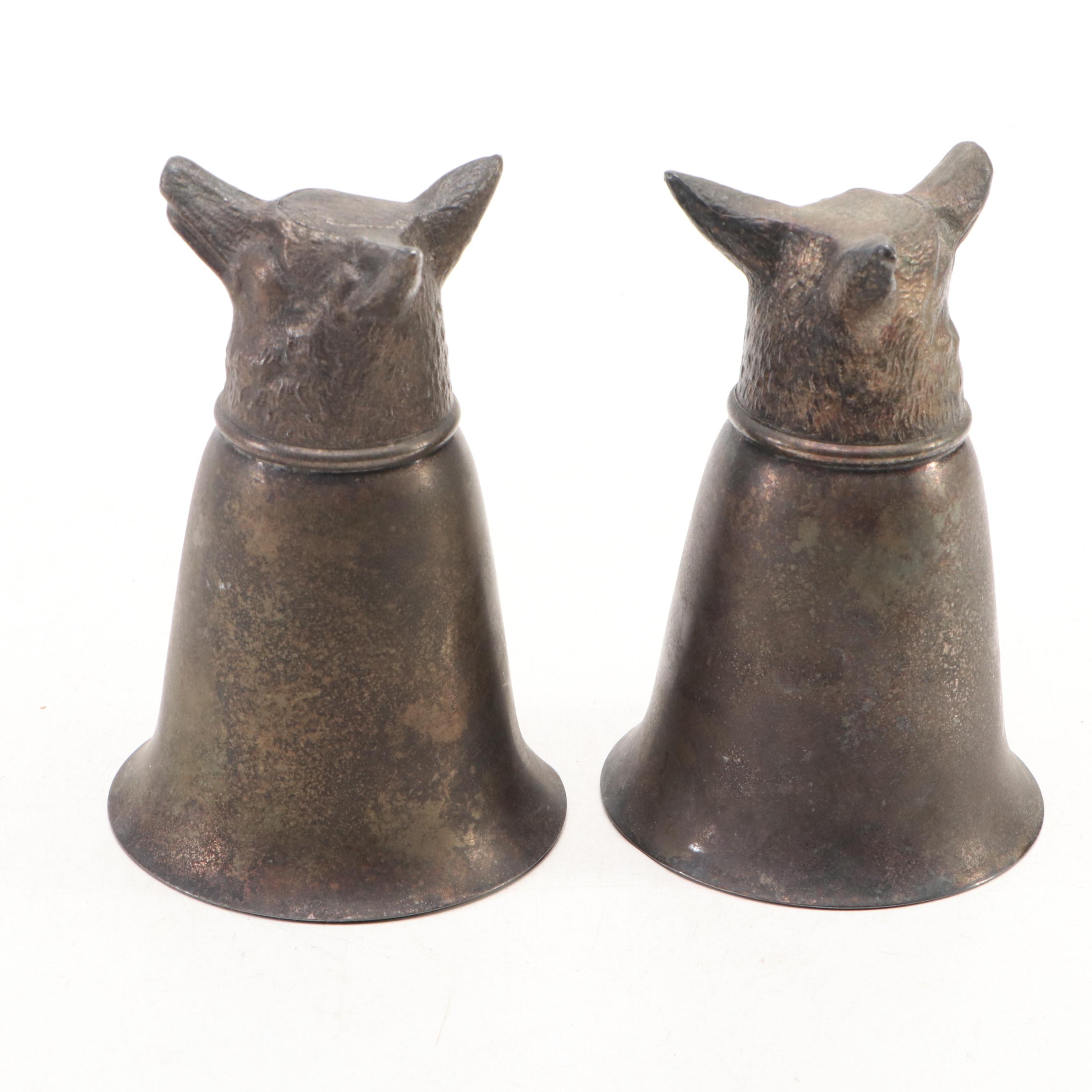 Italian Wolf Head Metal Stirrup Cups