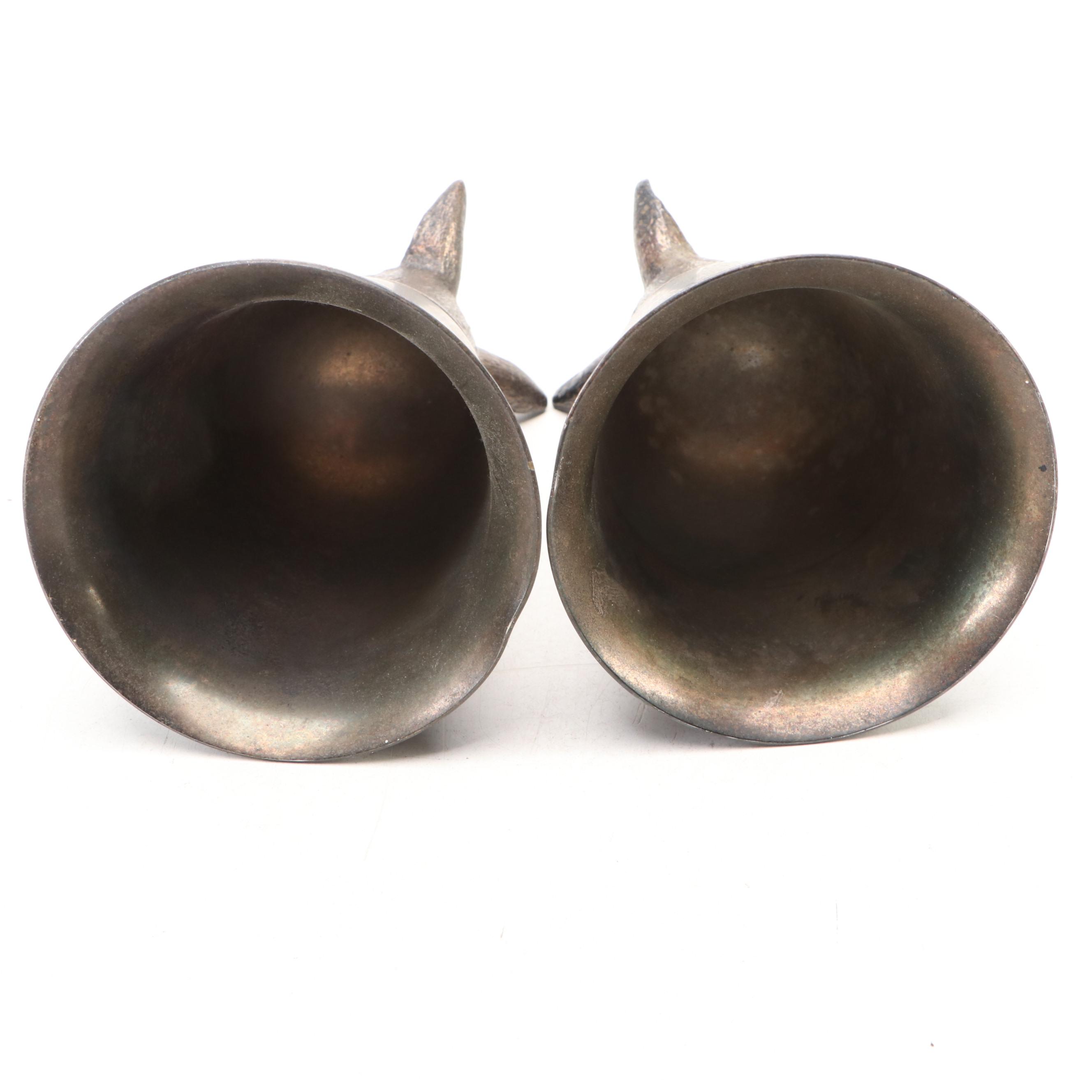 Italian Wolf Head Metal Stirrup Cups