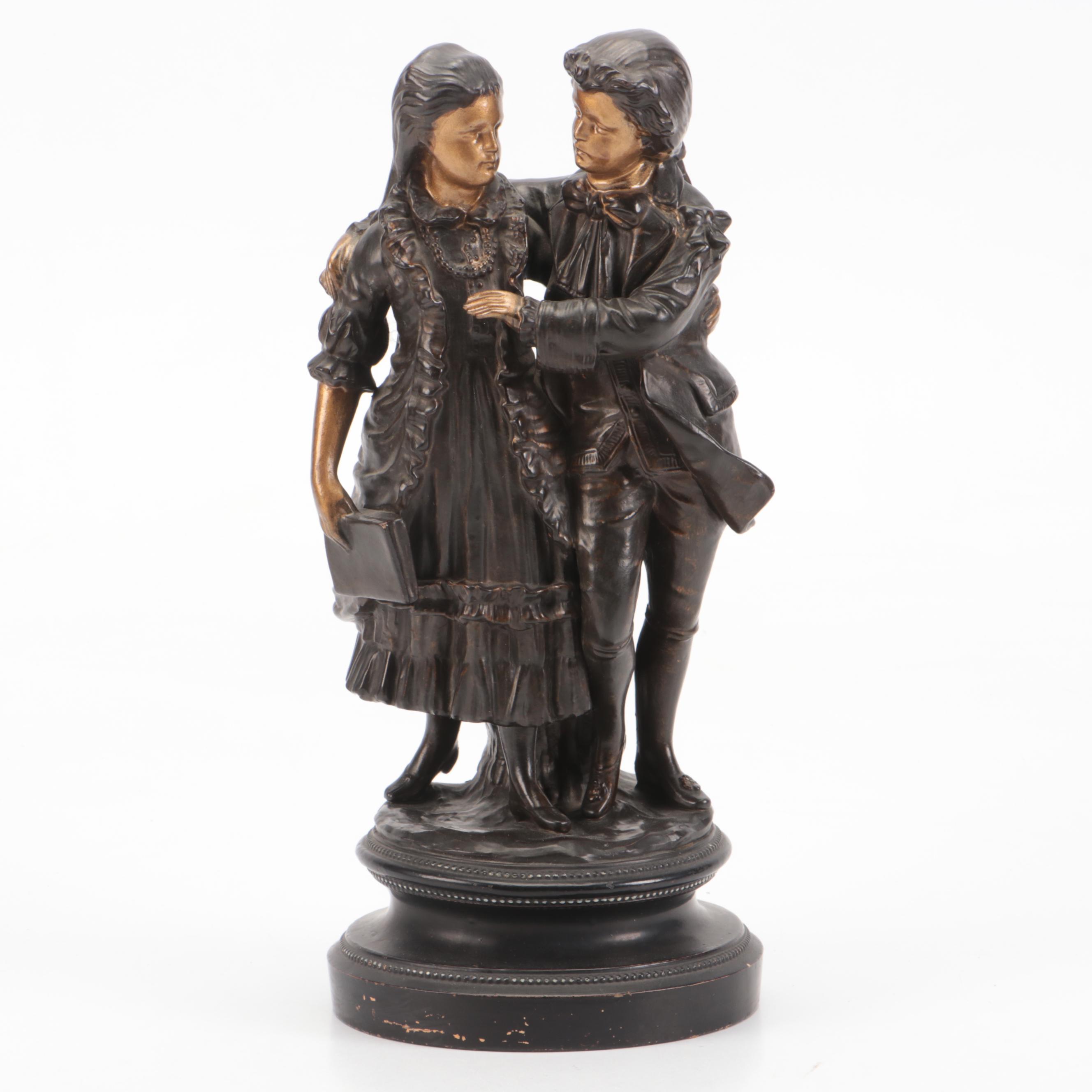 Victorian Style Bronzed Metal Figural Group, 20th Century
